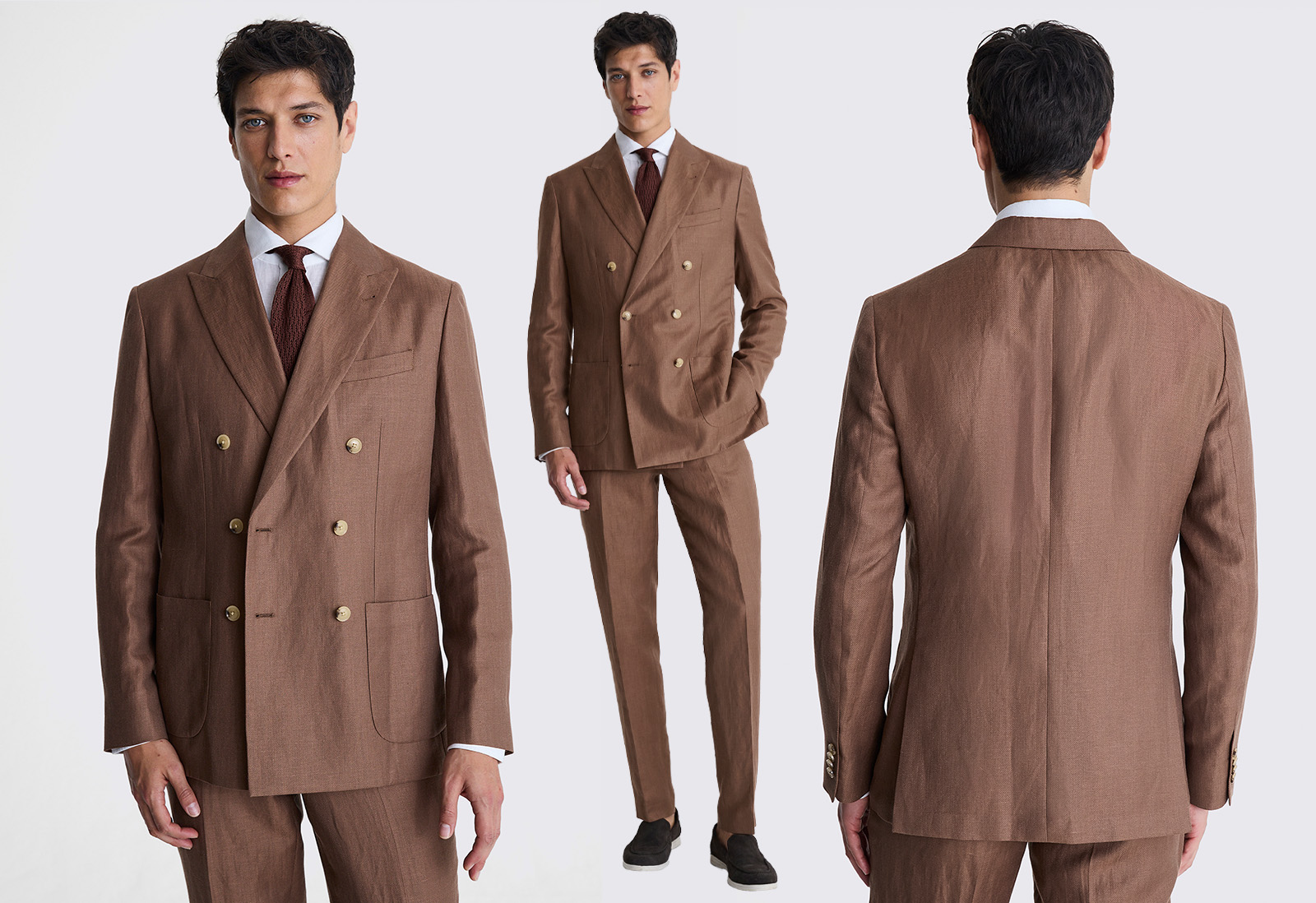 Moss - Italian Zegna tailored fit copper herringbone double breasted suit