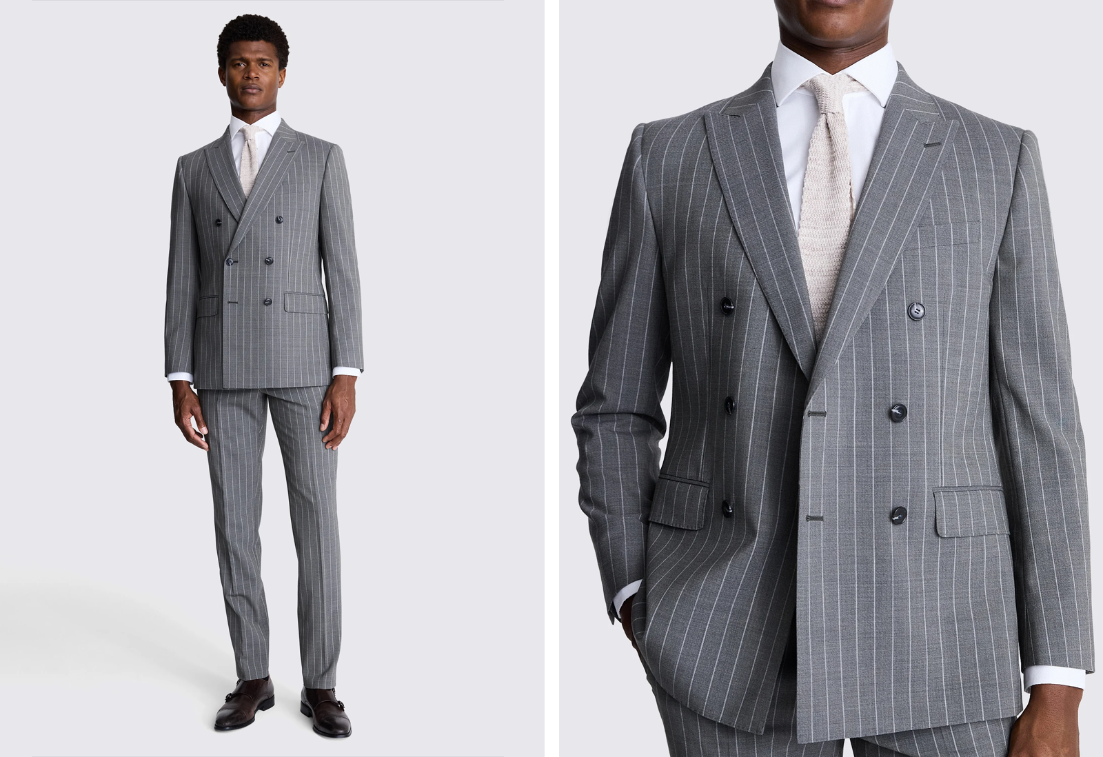 Moss - performance tailored sage stripe double breasted suit