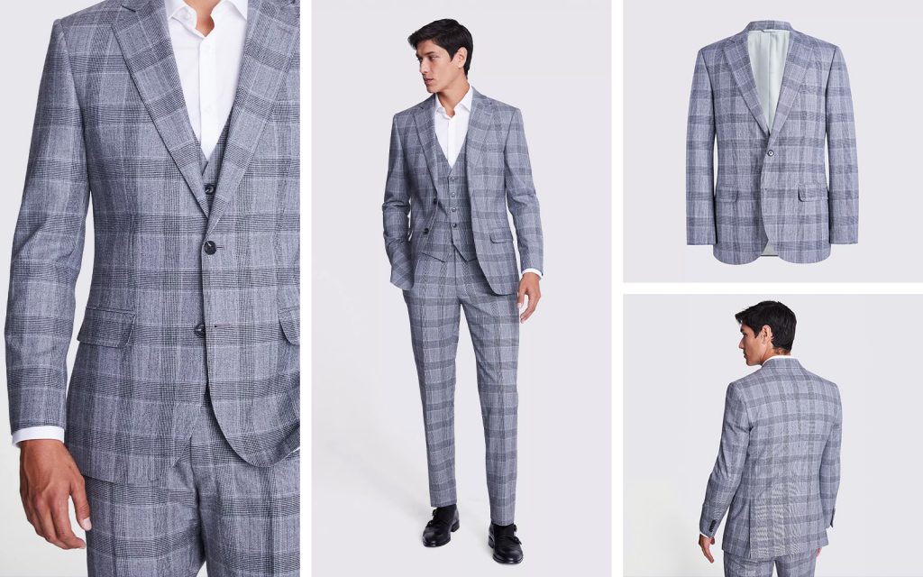 Moss - tailored fit black and white check suit