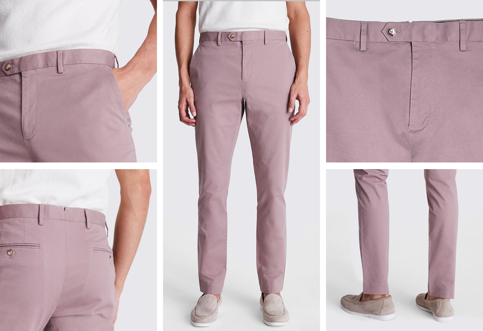 Moss - slim fit dusty pink chinos