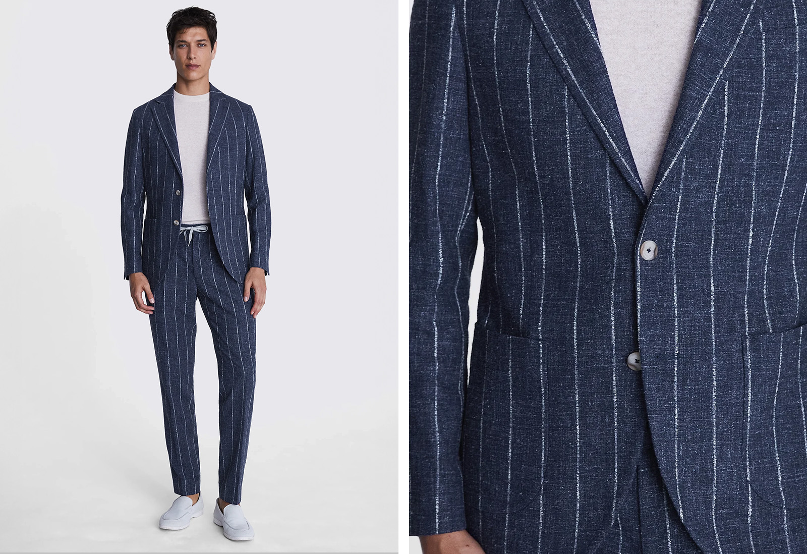 Moss - tailored fit Italian denim suit