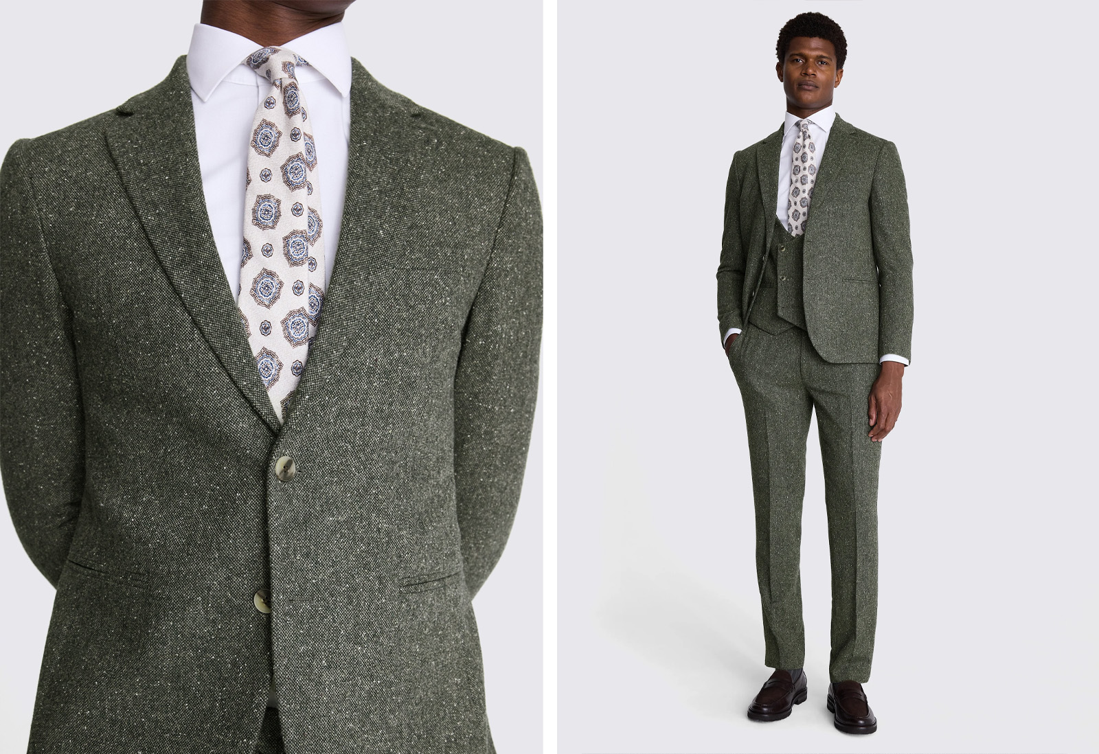 Moss - slim fit khaki tweed jacket