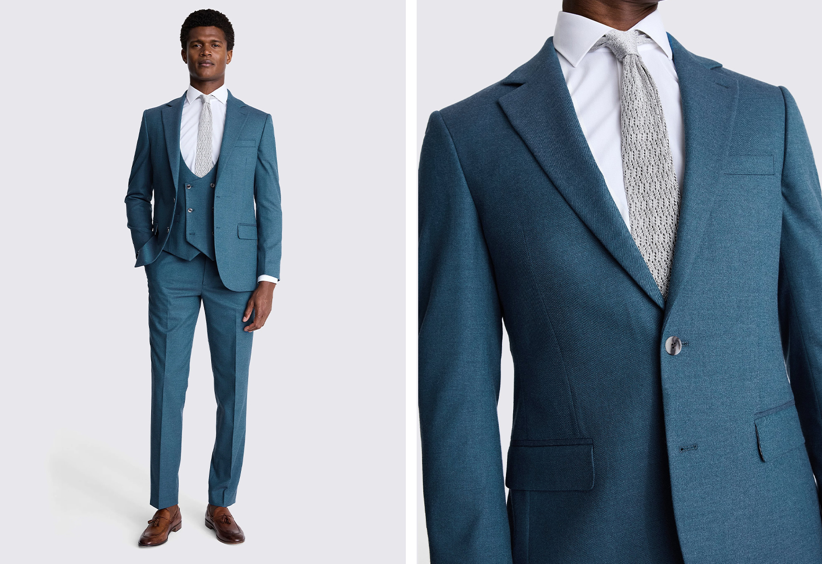 Moss - tailored fit teal flannel suit