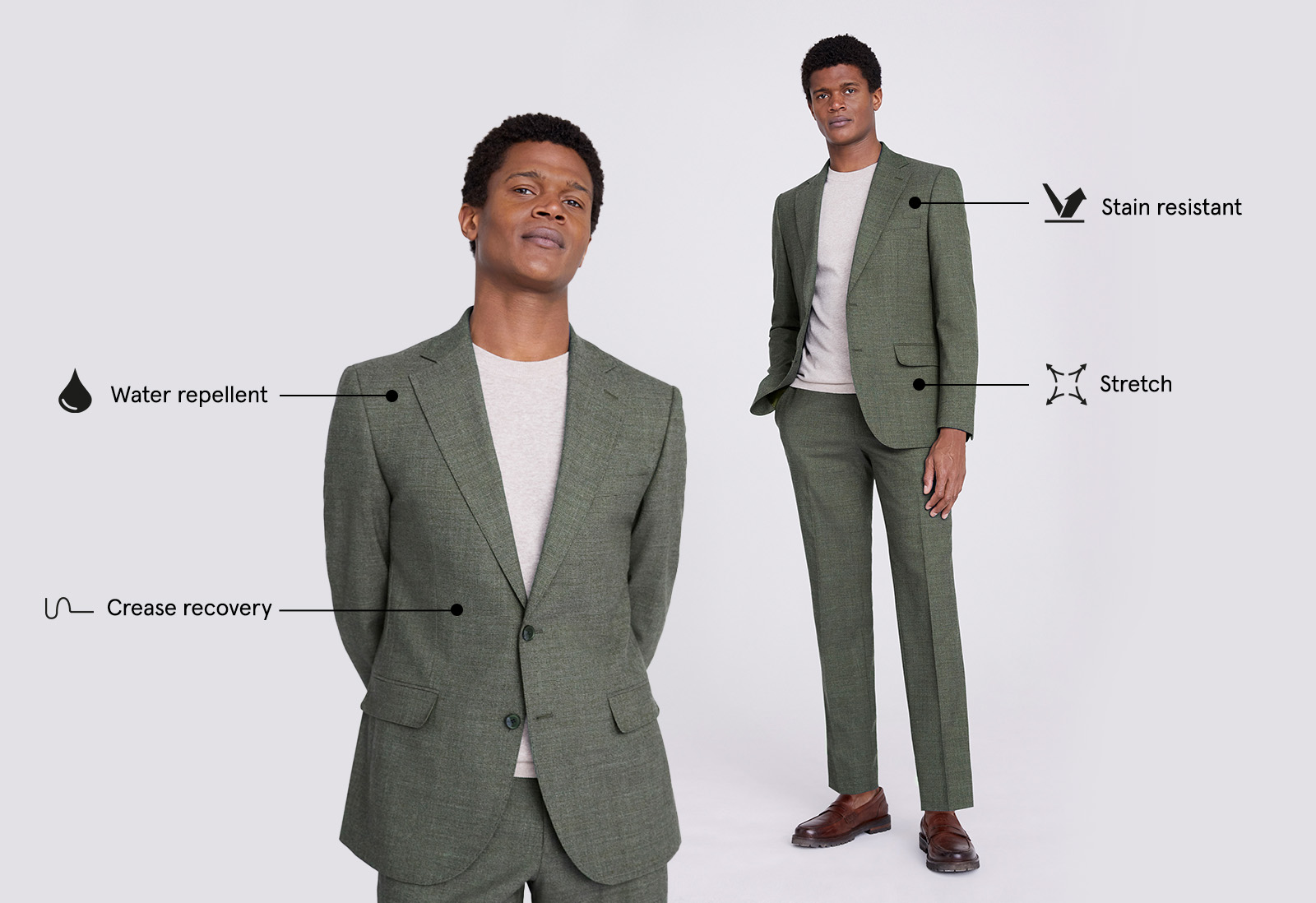 Moss - tailored fit green puppytooth suit