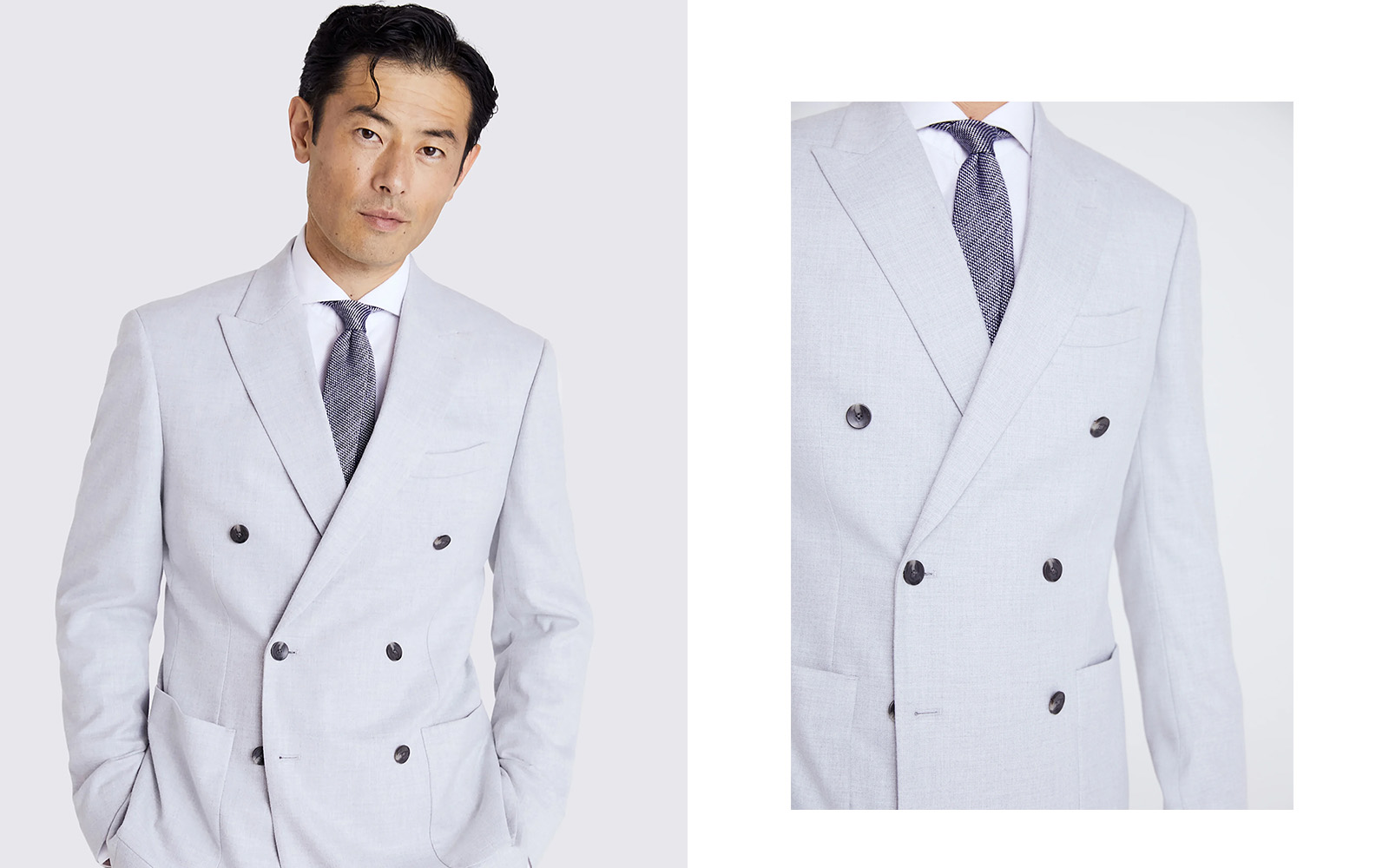 Moss - light grey flannel double breasted suit