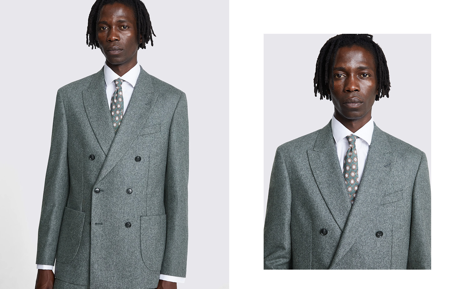 Moss - sage green double breasted tailored suit