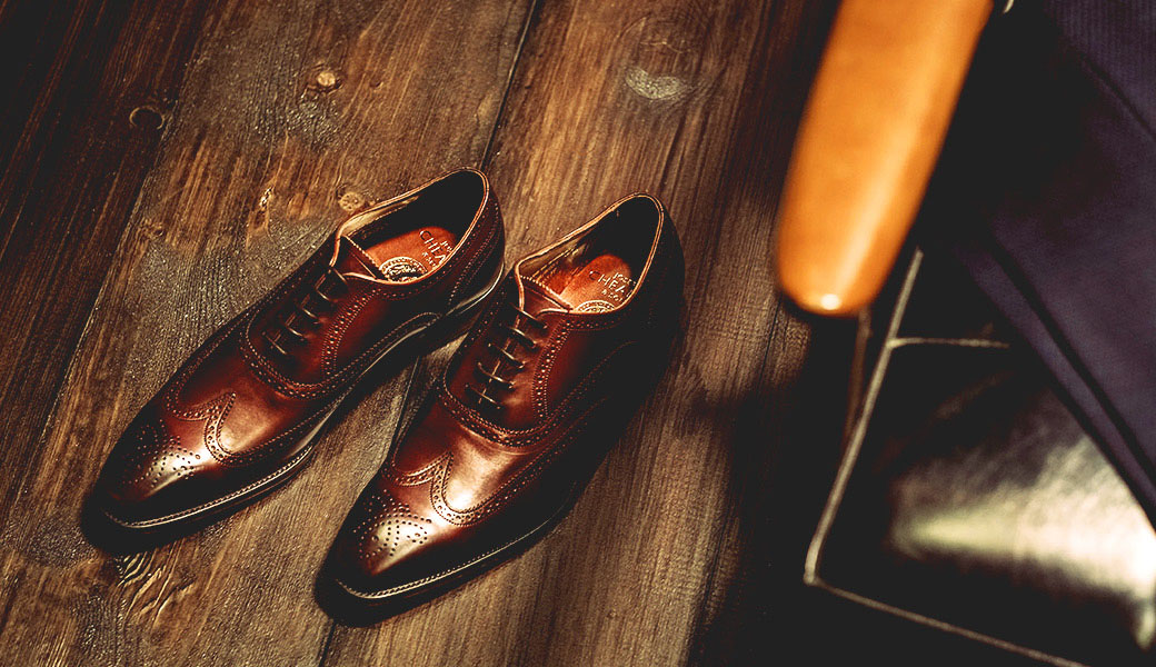 A pair of polished leather shoes