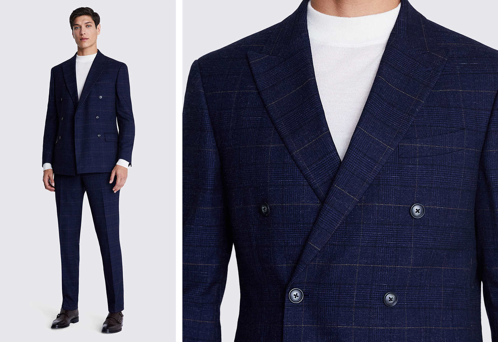 Moss - tailored fit navy black and white check
