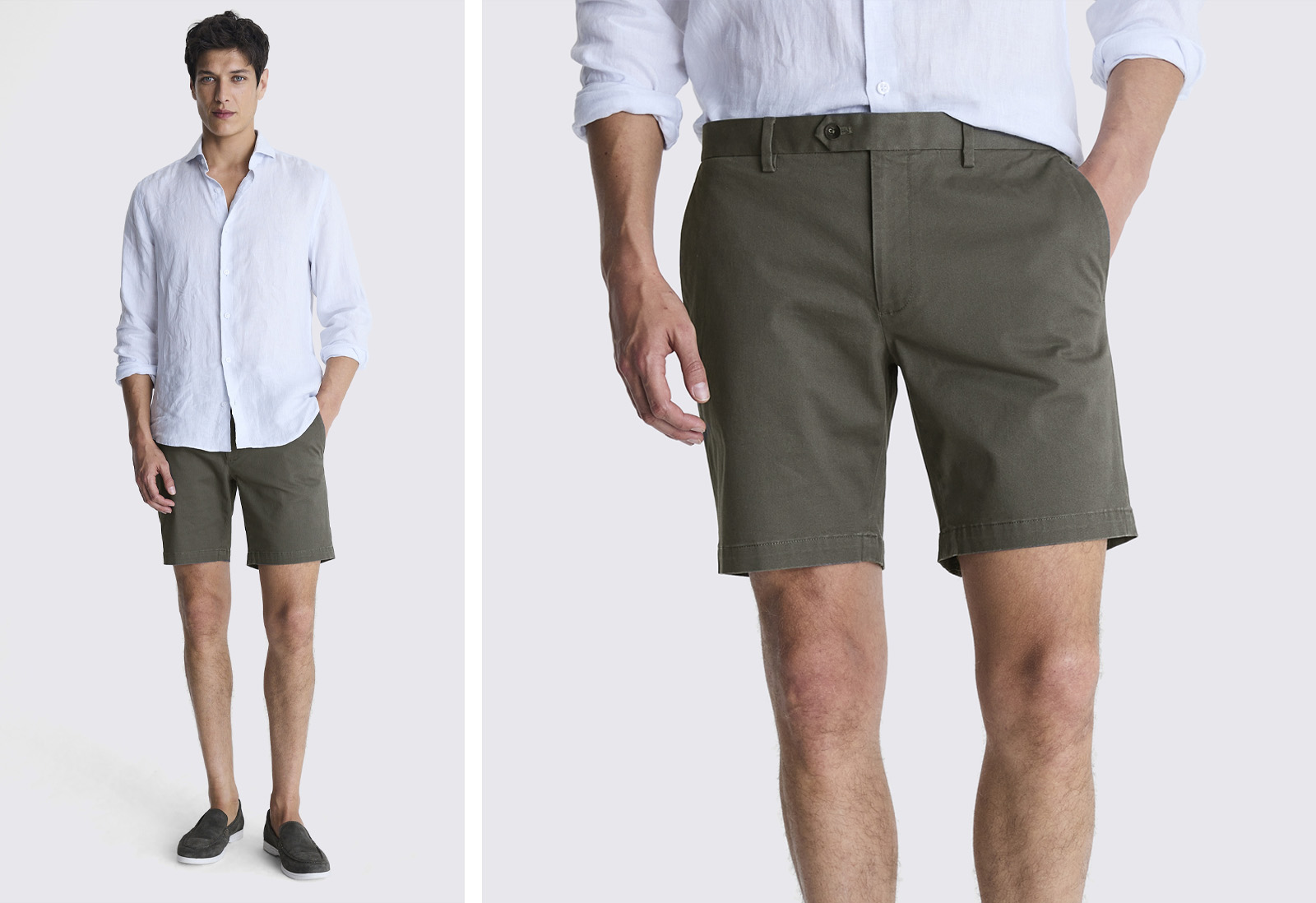 Moss - slim fit khaki chino shorts