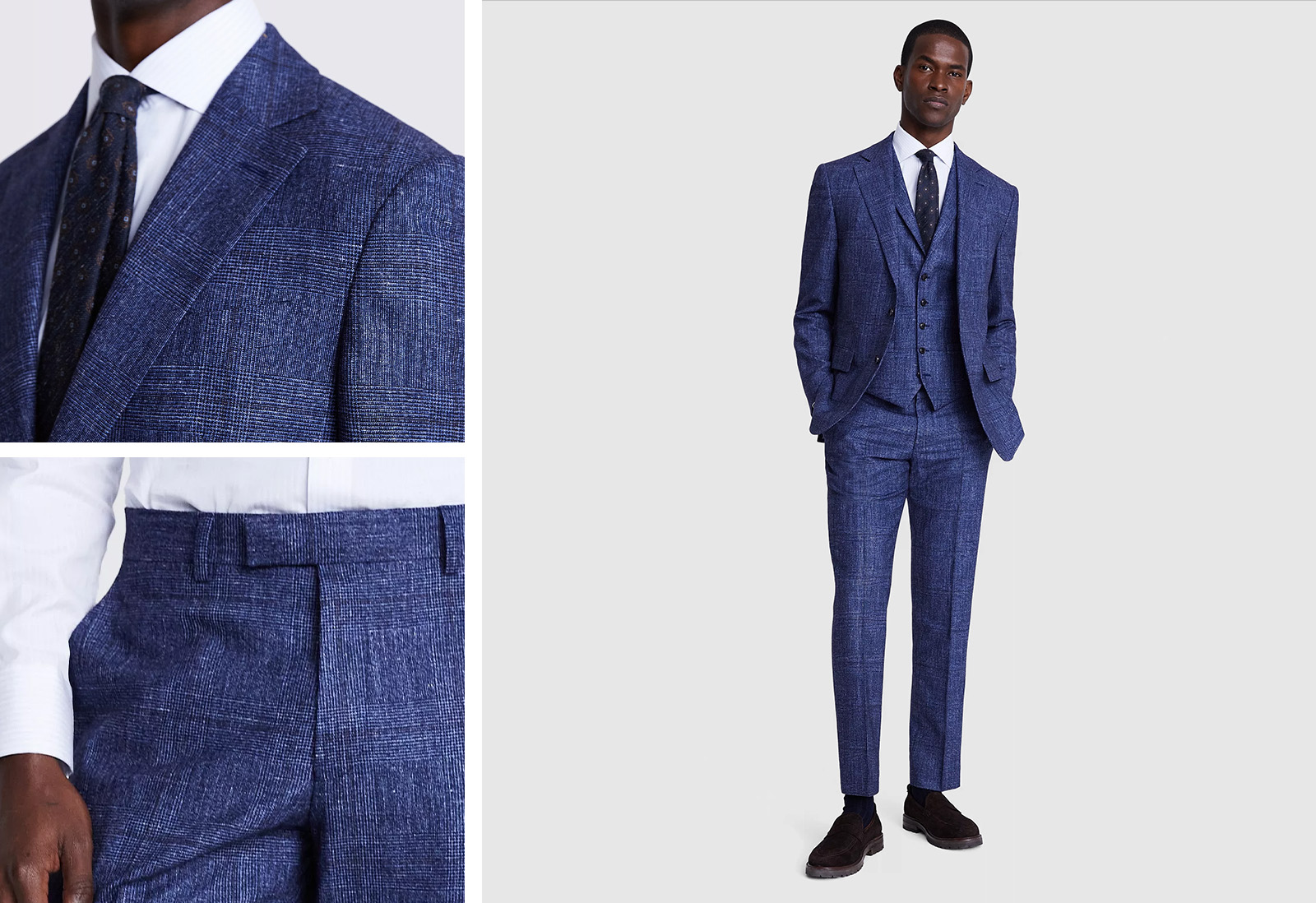 Moss Barberis Blue Check Suit