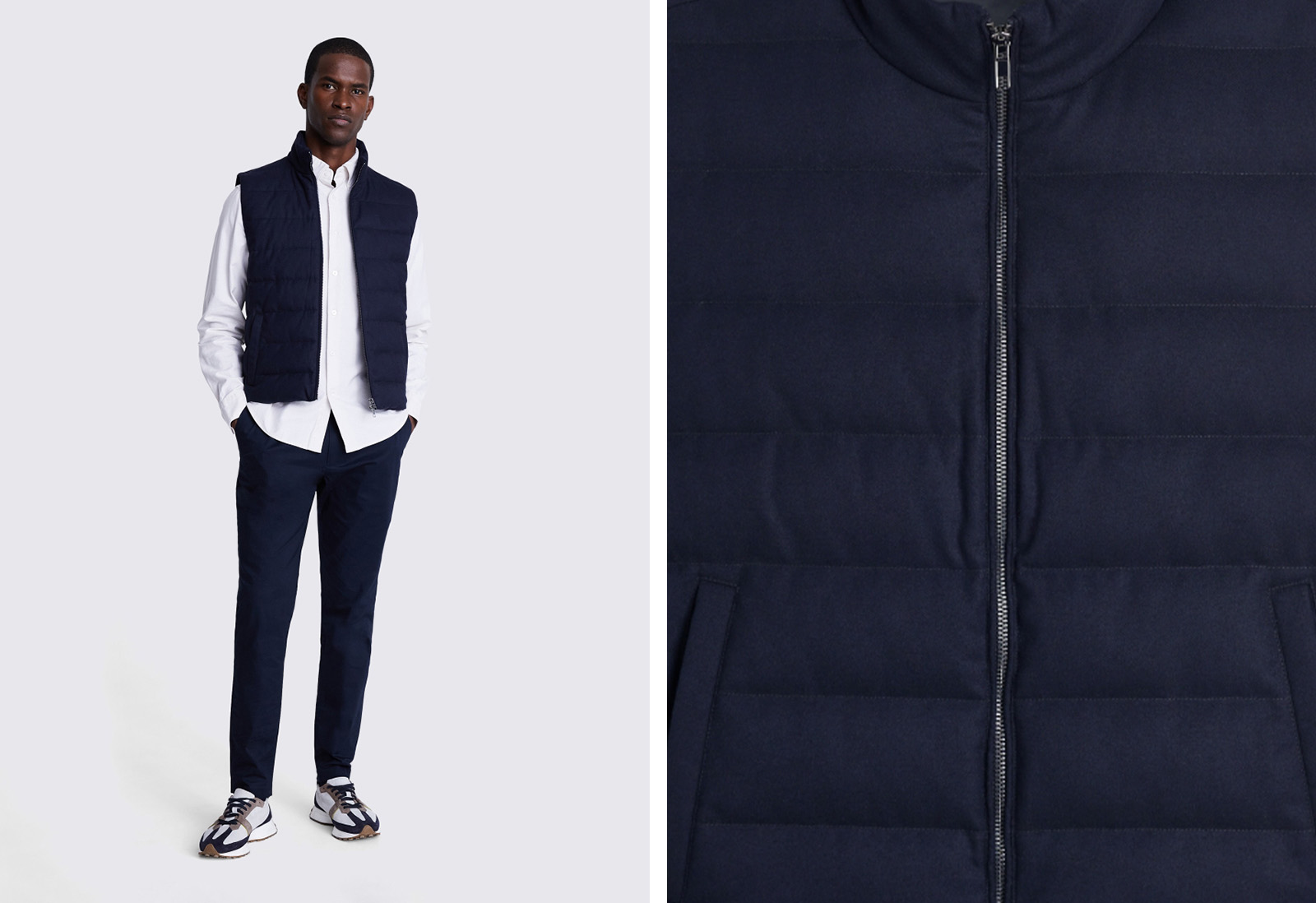 Moss Navy Brushed Gilet