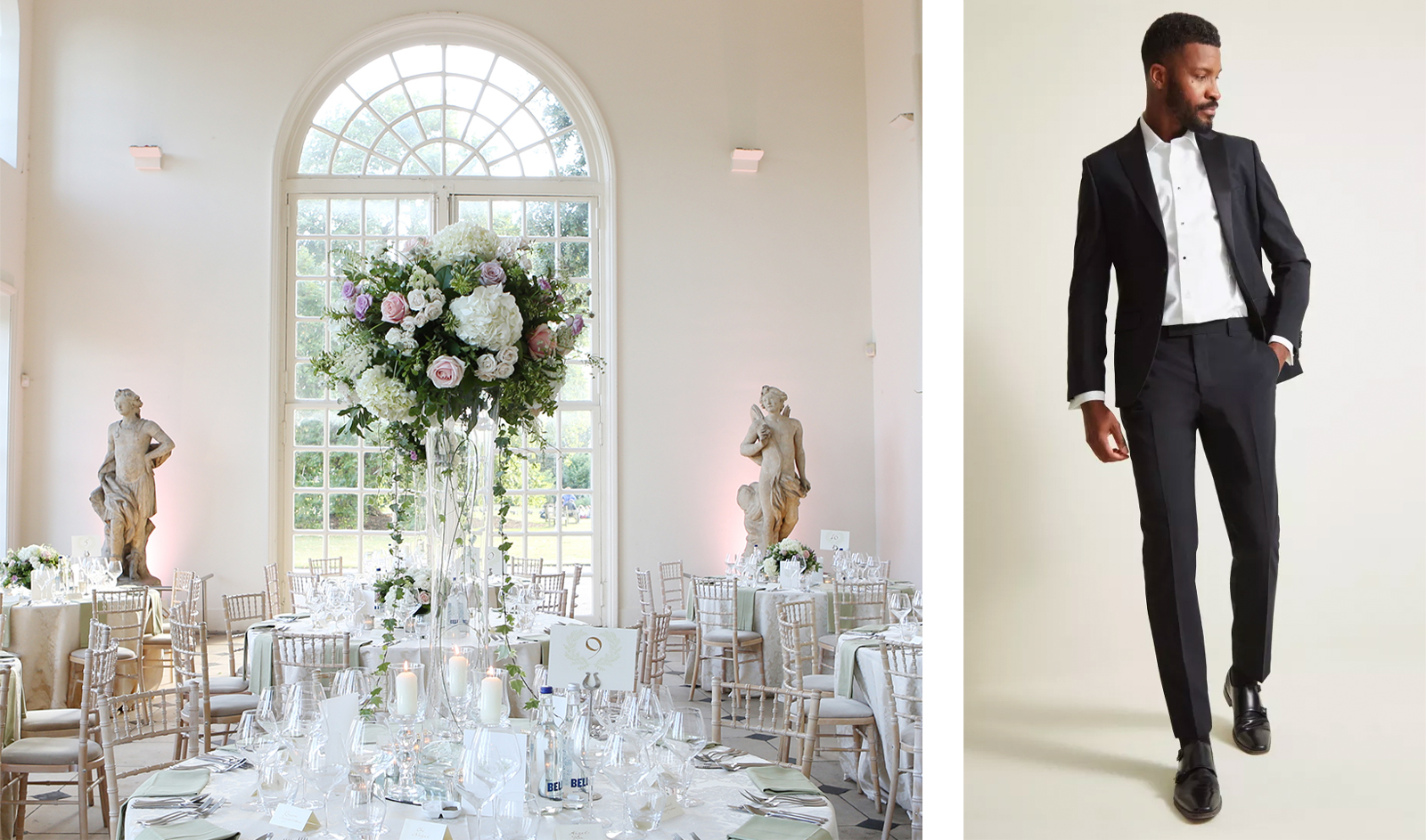 classic venue and wedding suit by moss bros