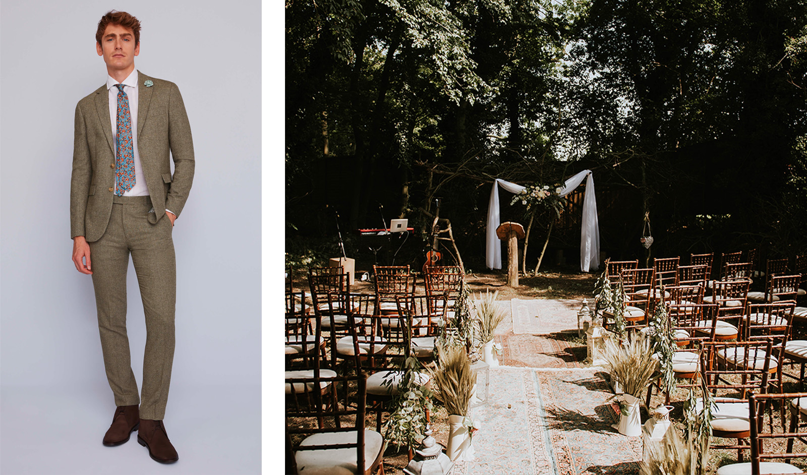 boho venue and suit by moss bros