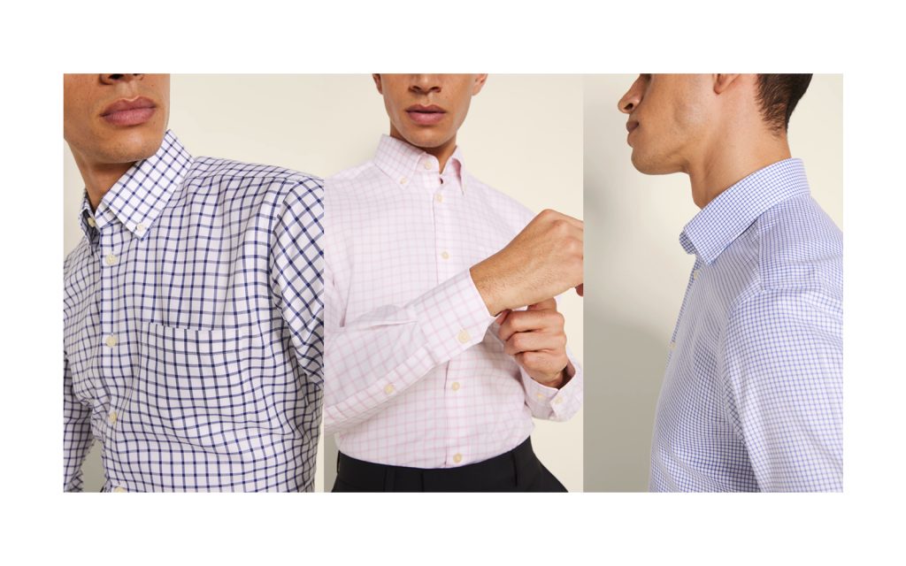 Three men in striped twill shirts.