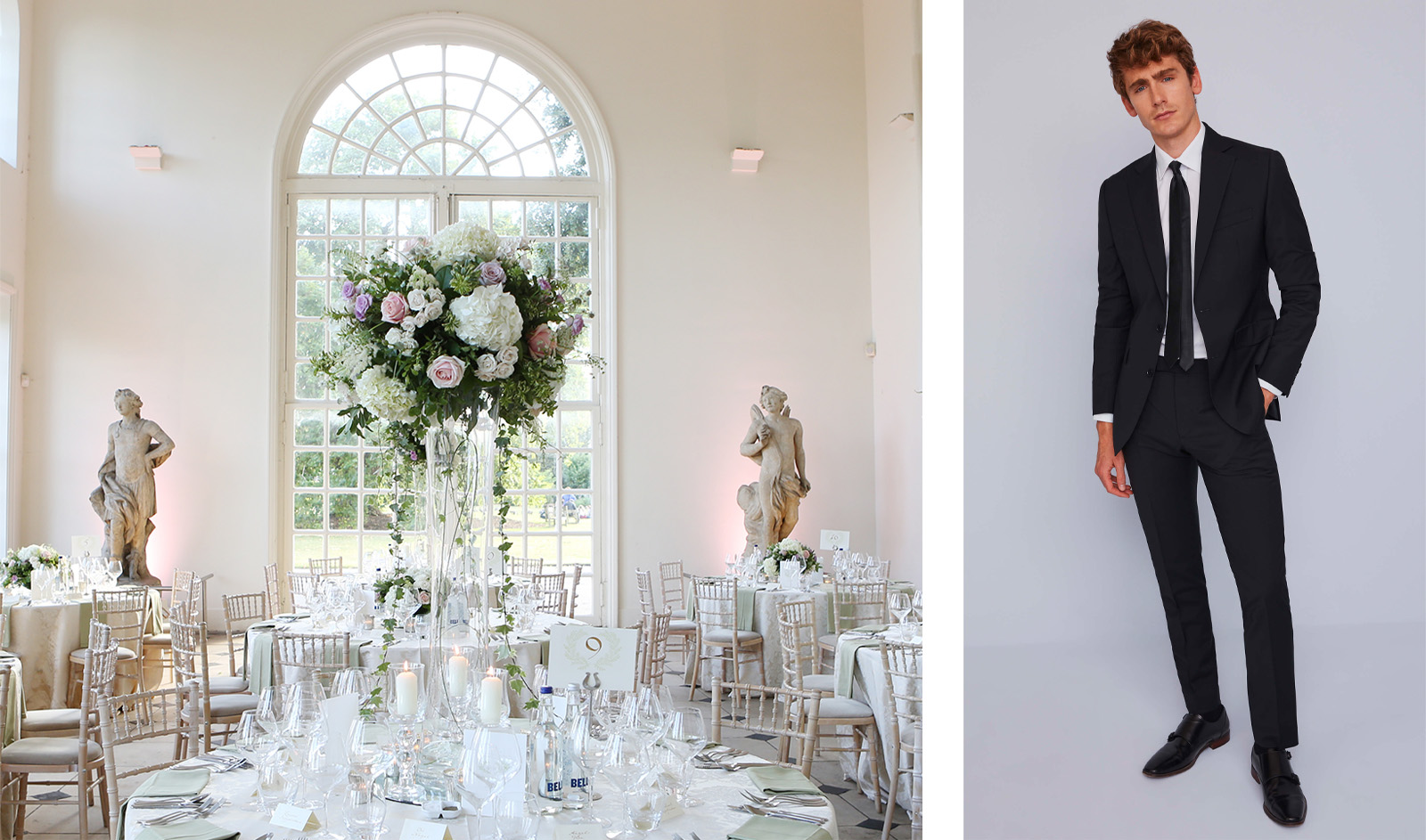 classic venue and wedding suit by moss bros