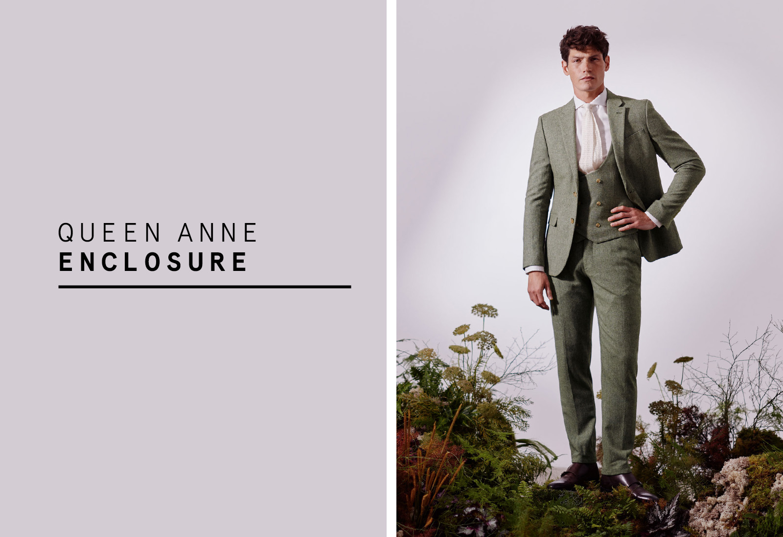 Moss - slim fit sage herringbone tweed suit