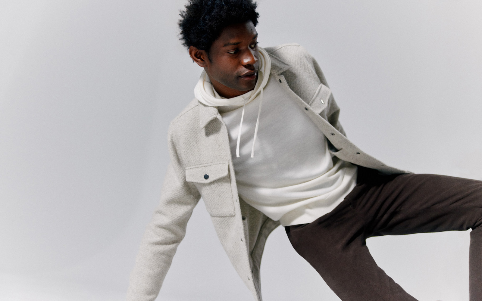 Moss - winter white merino hoodie