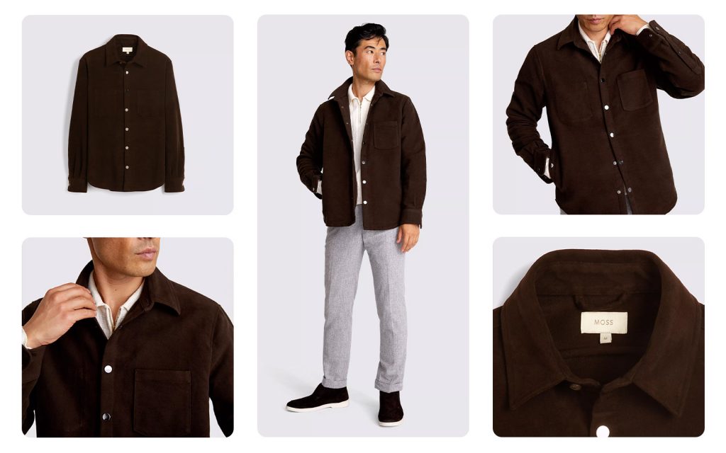 Moss brown moleskin overshirt