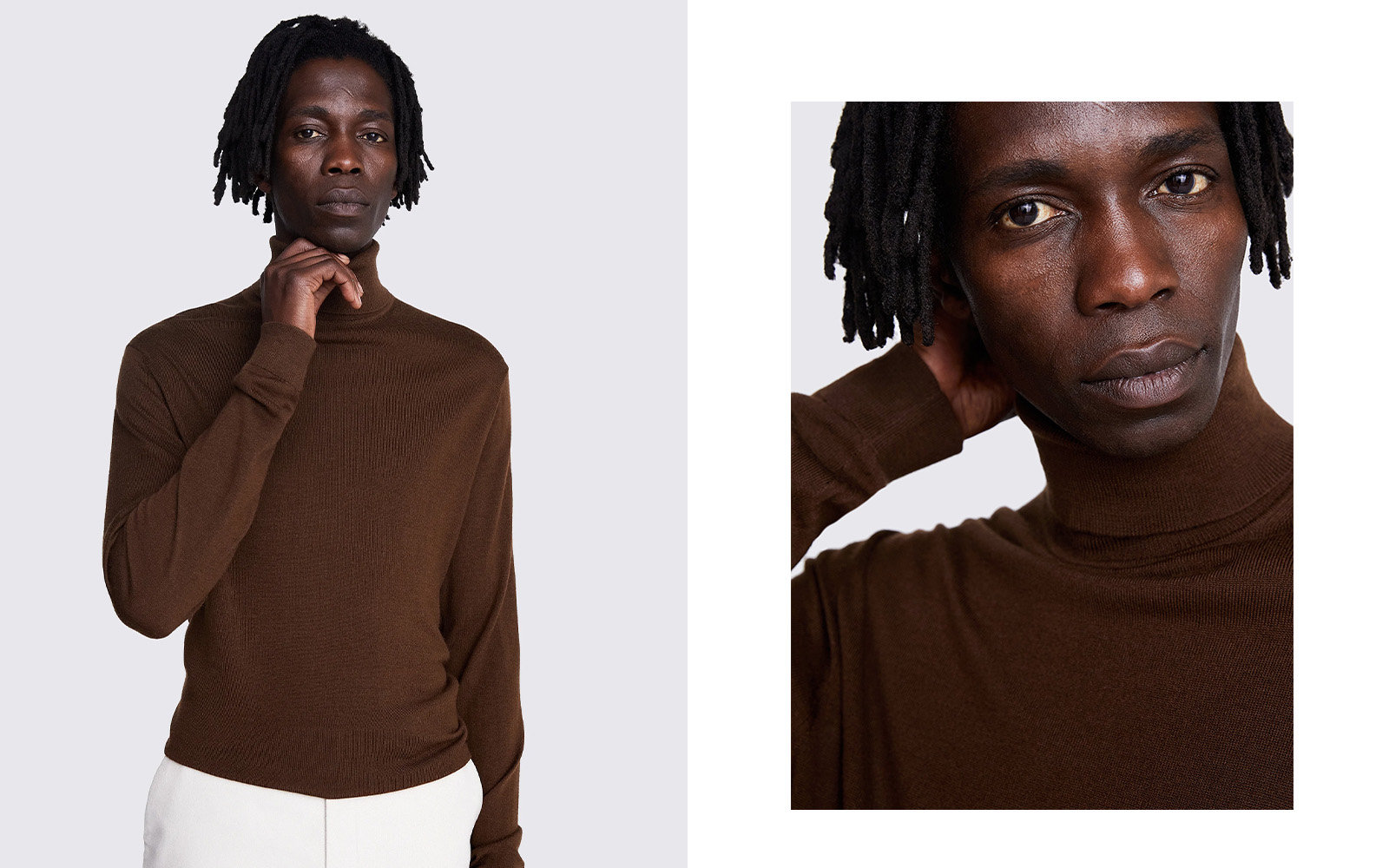 Moss - chestnut vicuna merino wool roll neck jumper