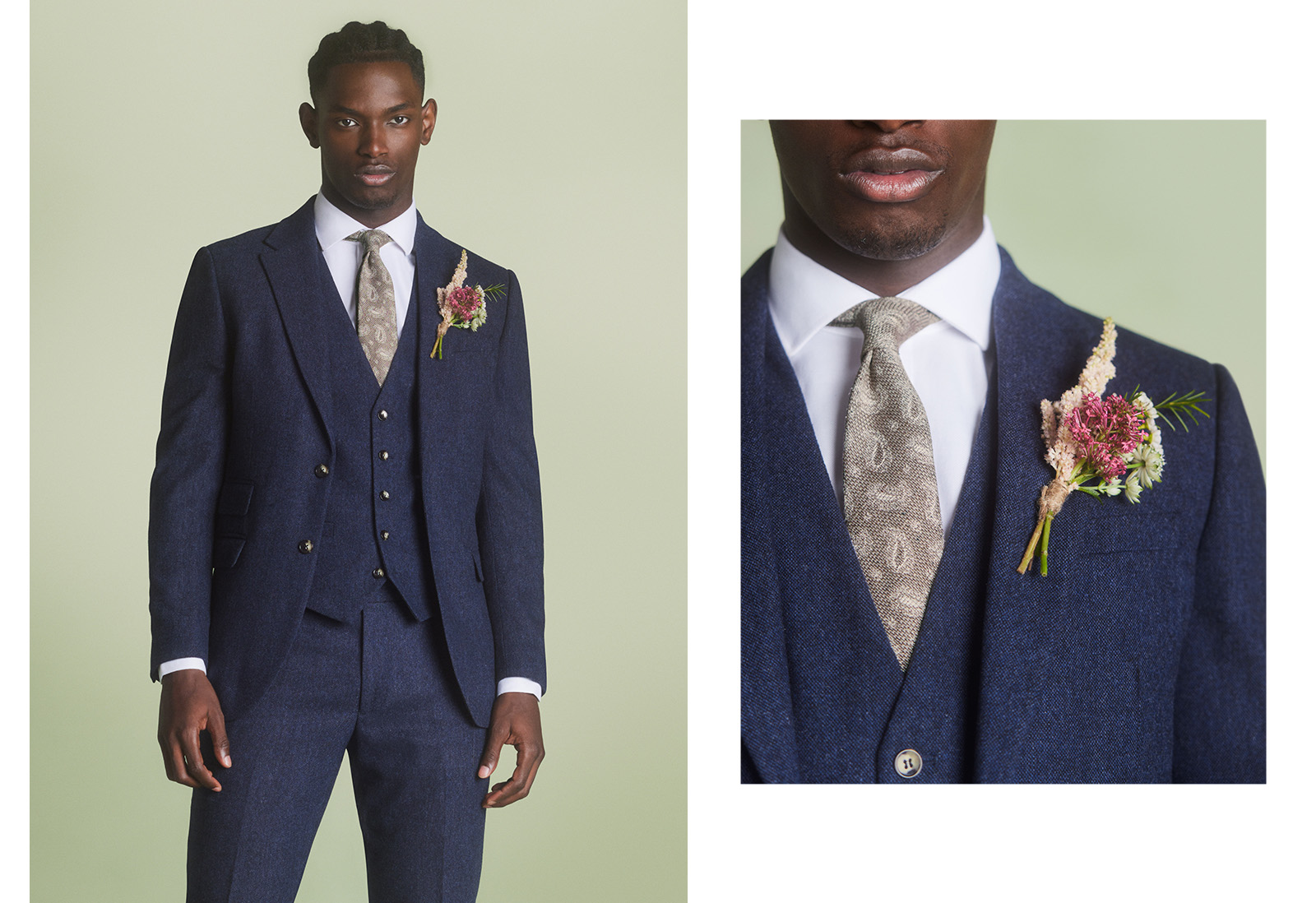 How to wear blue, navy and white to an autumn wedding