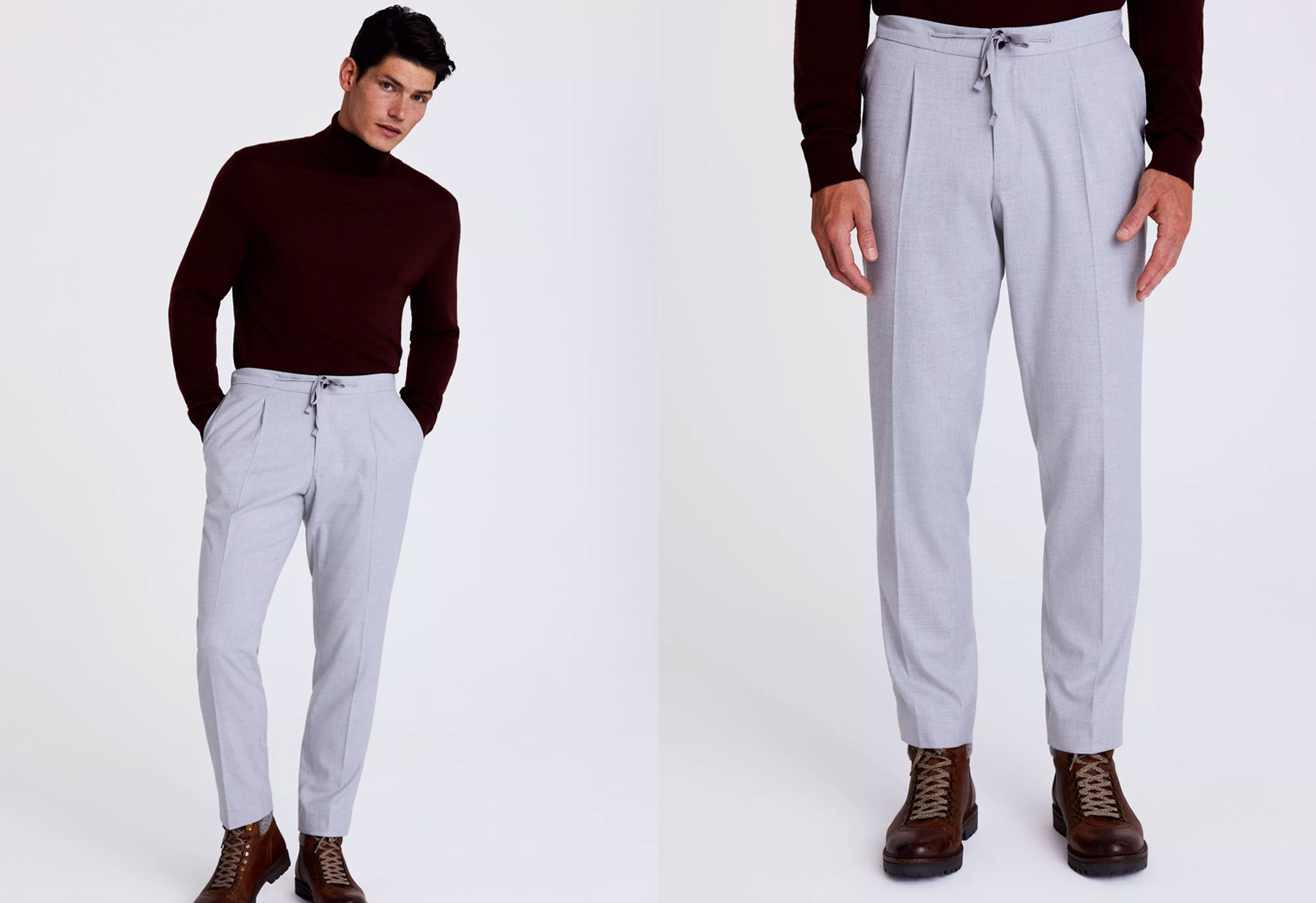 grey trousers rollneck