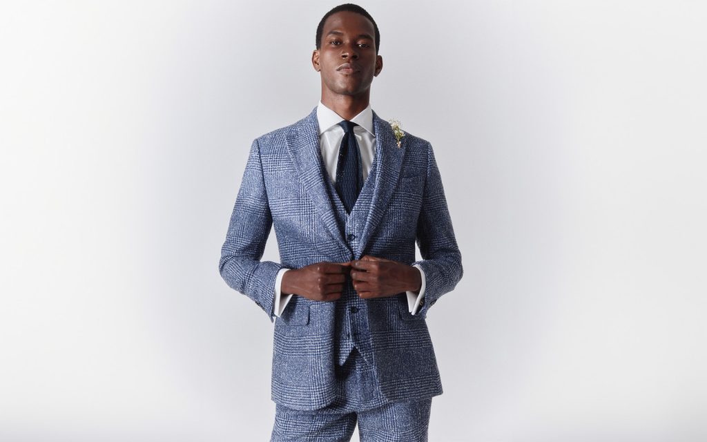 Moss - tailored fit boucle check tweed suit