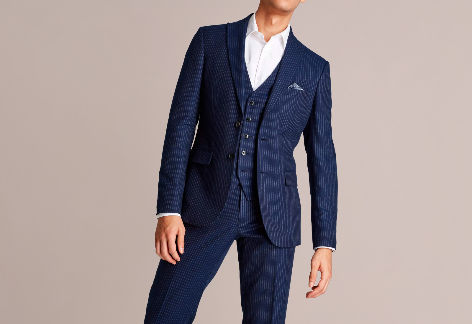 New Look pinstripe suit in navy