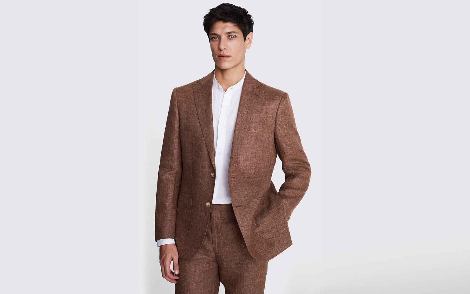 Moss - tailored fit rust linen suit