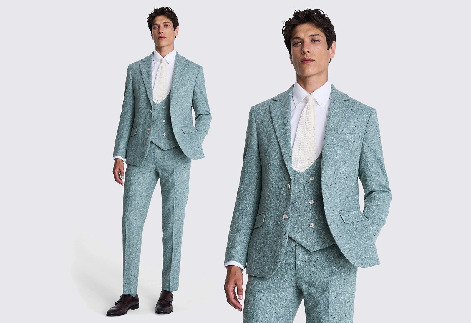 Moss - tailored fit duck egg donegal suit