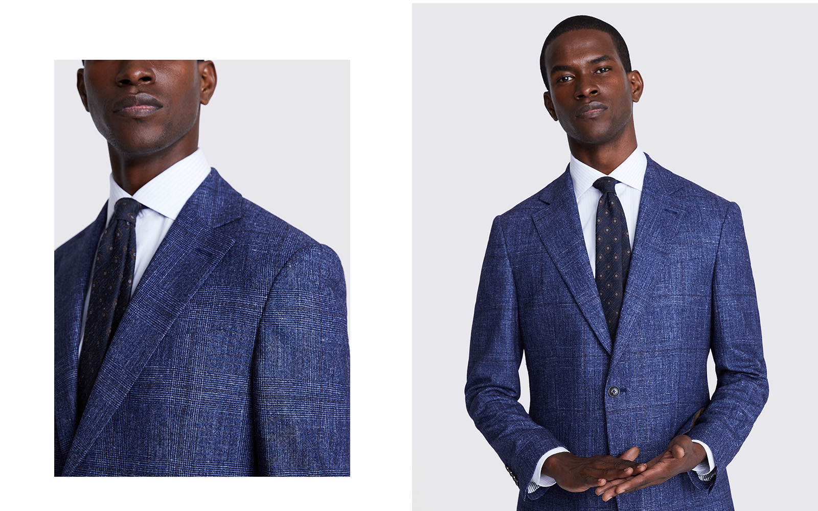 Moss - tailored fit blue check wool suit