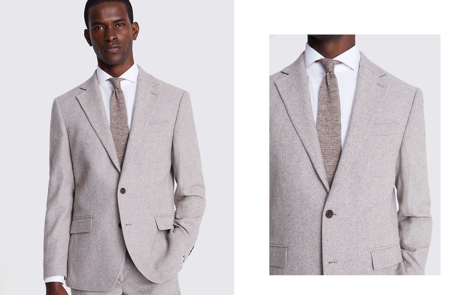 Moss - regular fit taupe twill suit