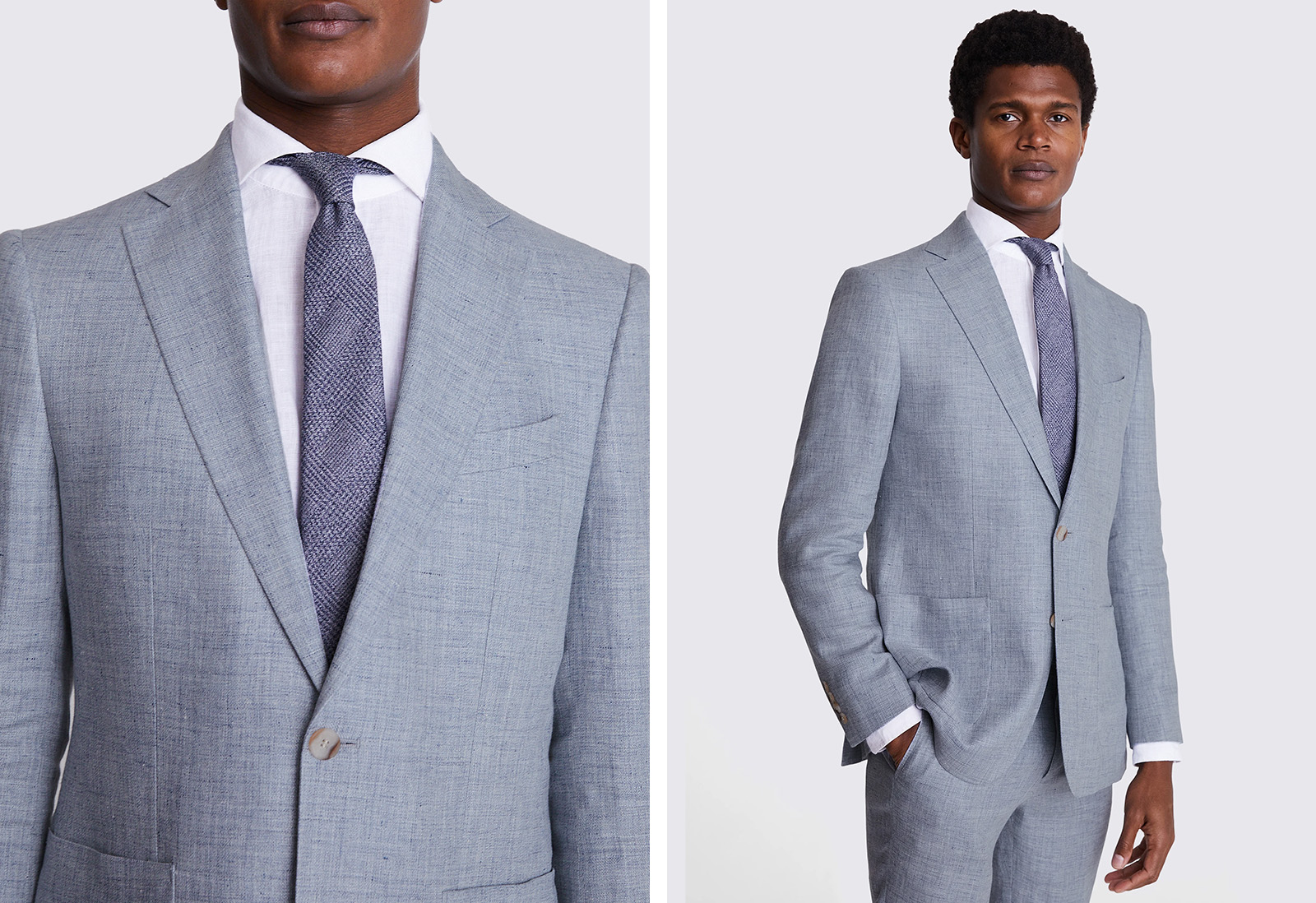 Moss - tailored fit light blue linen suit