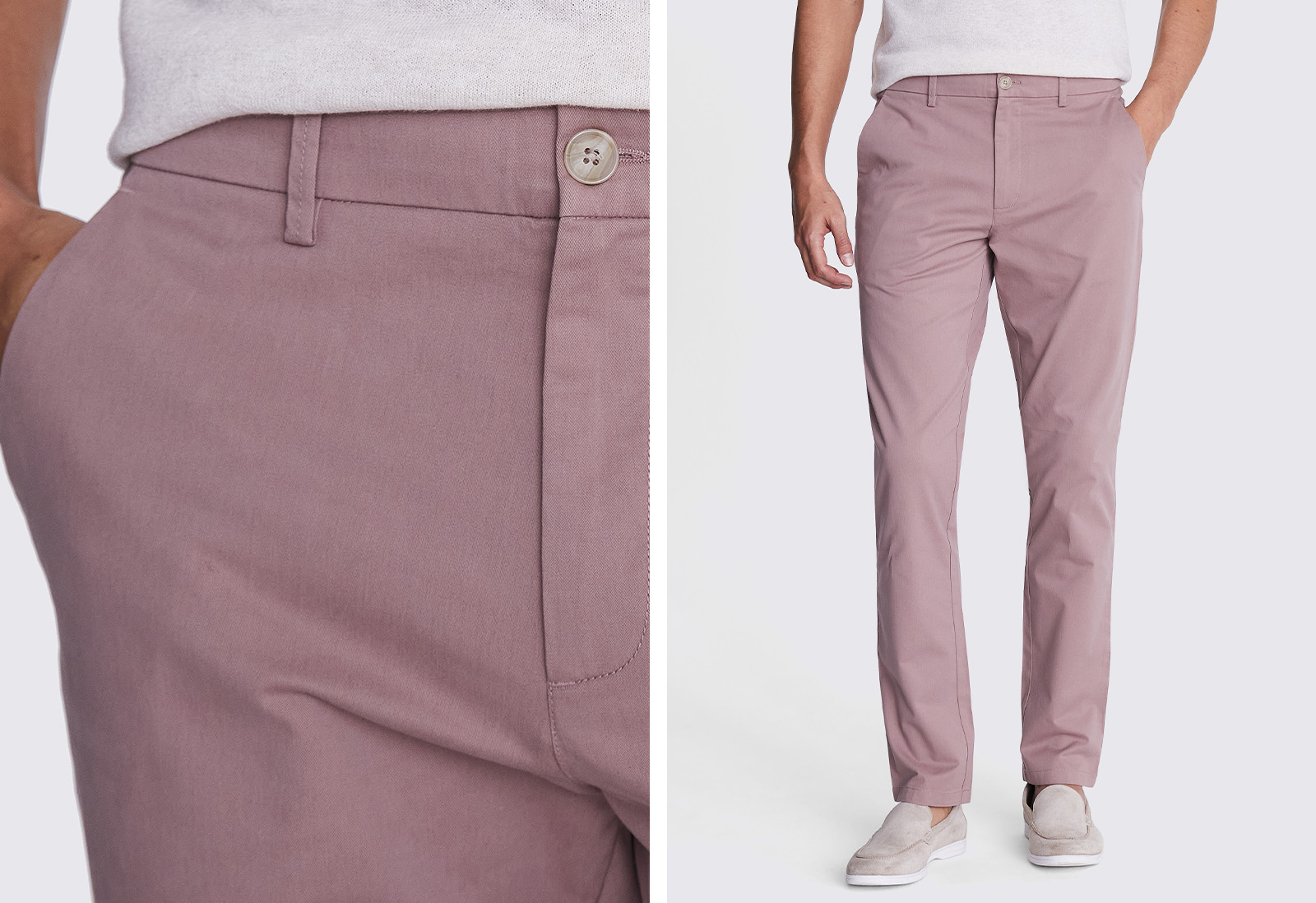 Moss - tailored fit dusty pink chinos