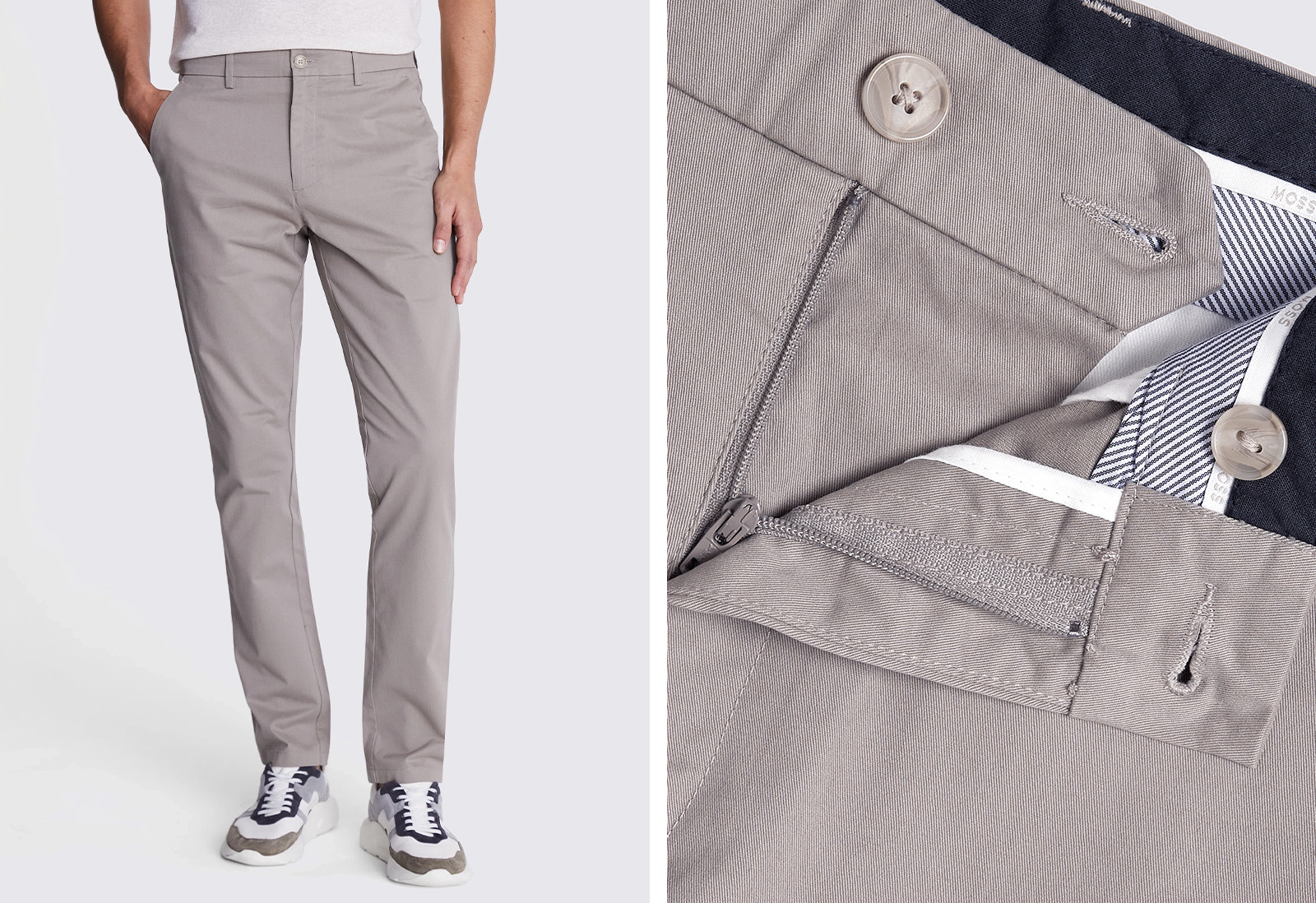 Moss - tailored fit dark taupe chinos