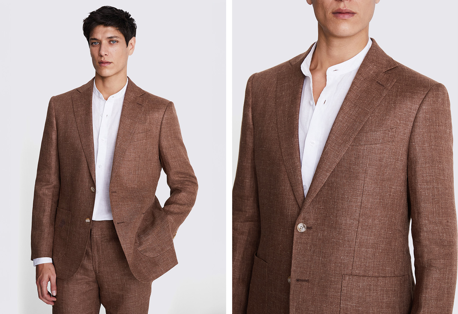 Moss - tailored fit rust linen jacket