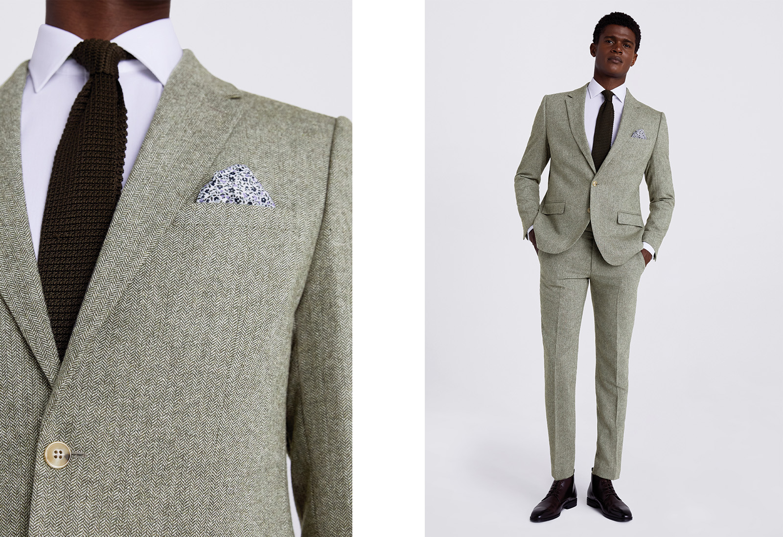 What to wear to get married abroad ; a groom wears a grey wedding suit for a summer wedding