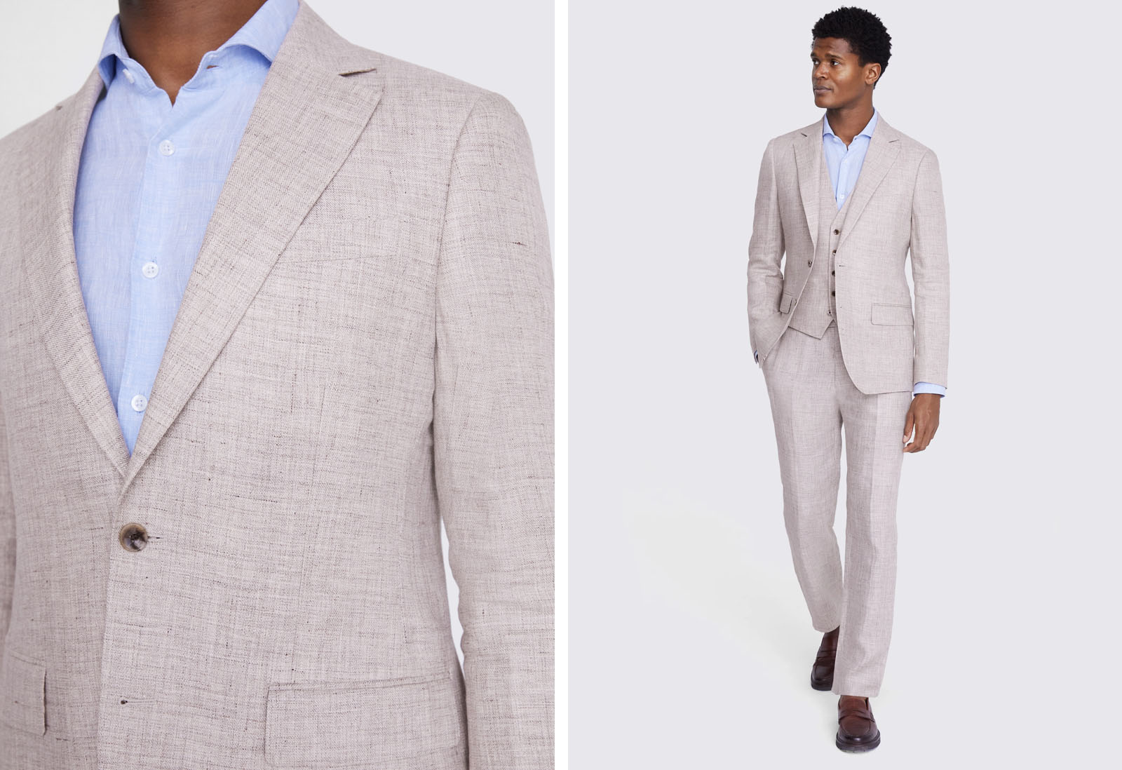 Moss - regular fit oatmeal linen suit