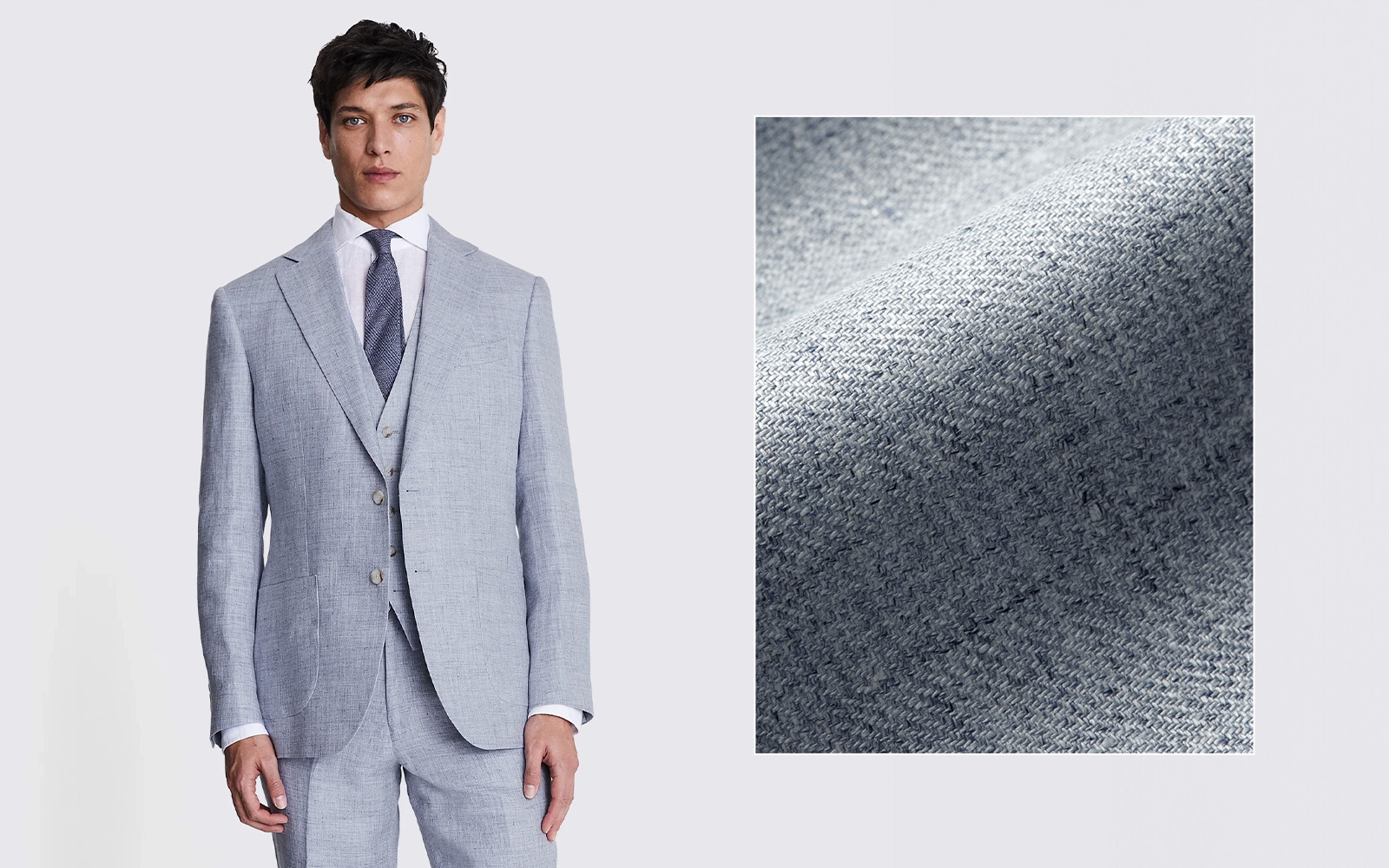 Moss - regular fit light blue linen suit