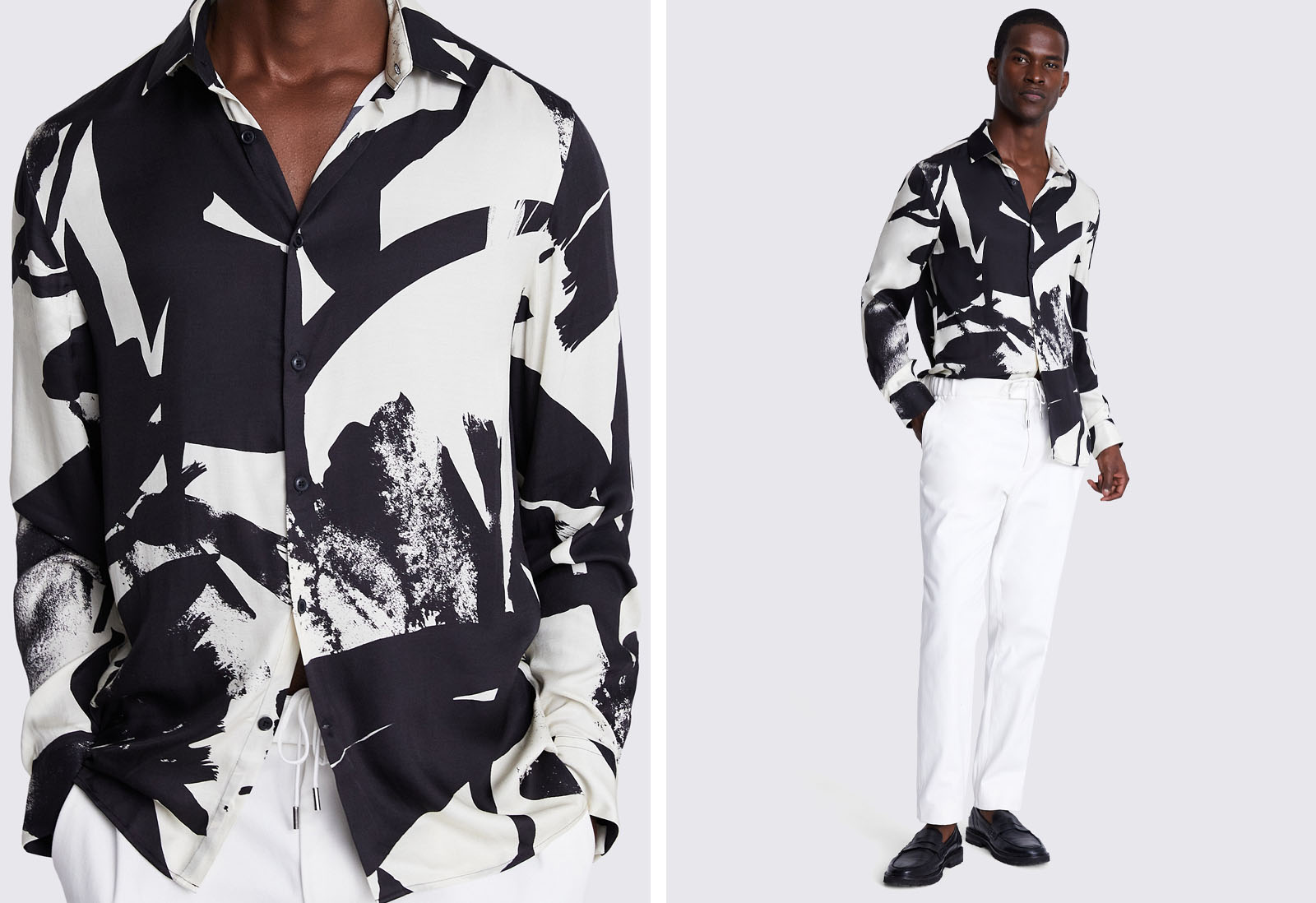 Moss - off white and black abstract printed shirt