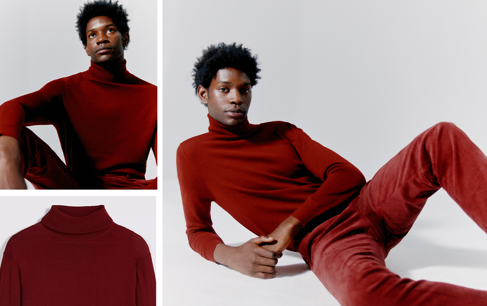 Moss Red Roll Neck Jumper