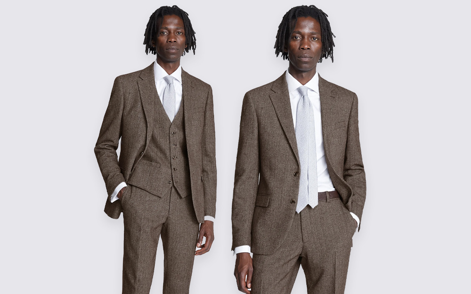 Moss - slim fit brown tweed suit