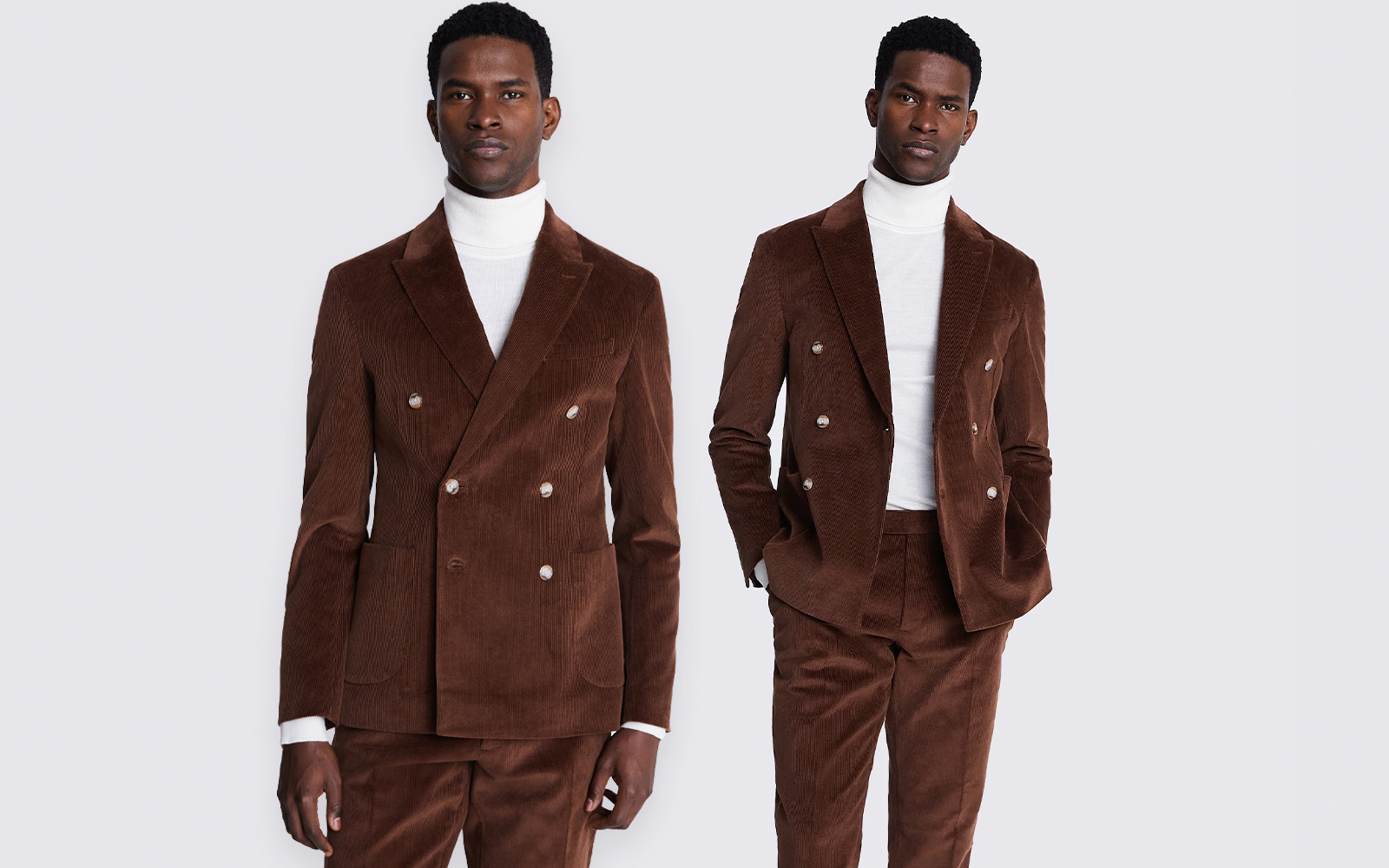 Slim fit - copper cord double breasted jacket