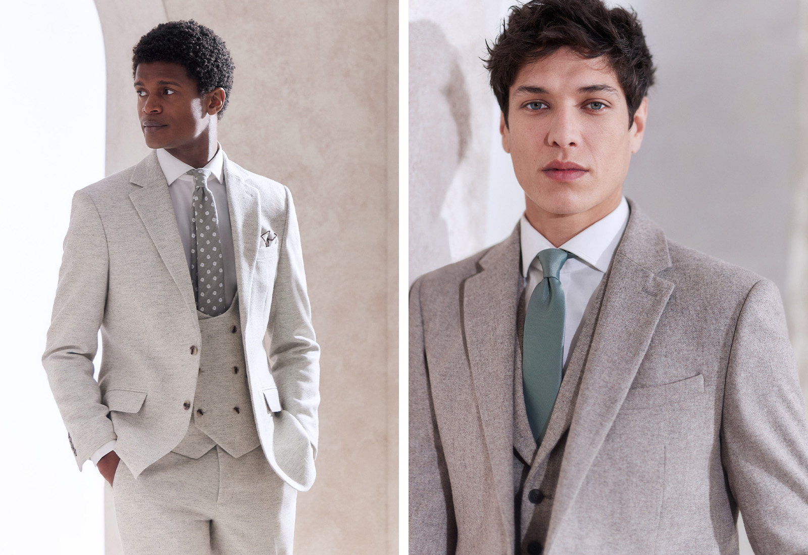 Moss - tailored fit light grey donegal suit