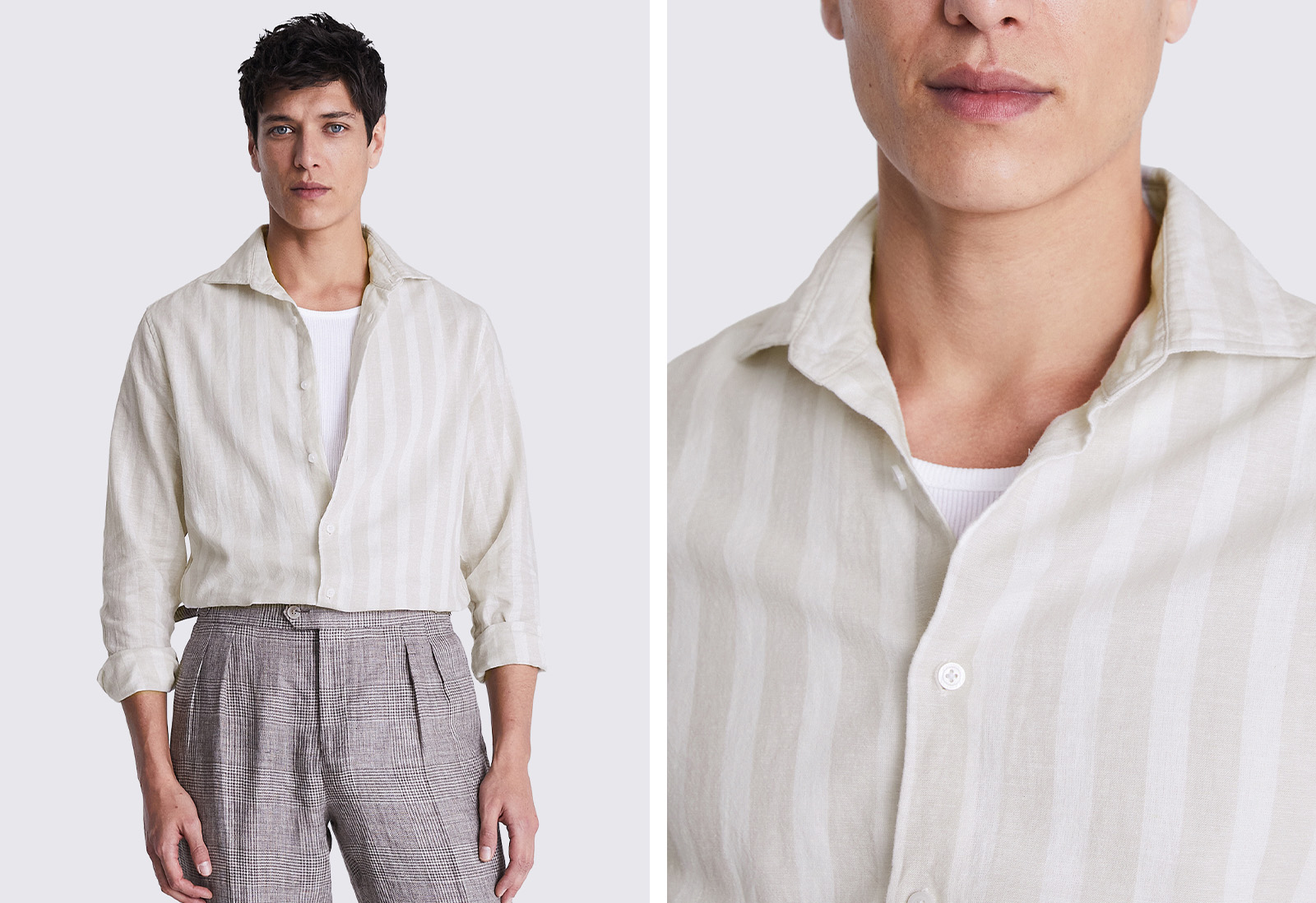 Moss - cotton linen camel stripe shirt