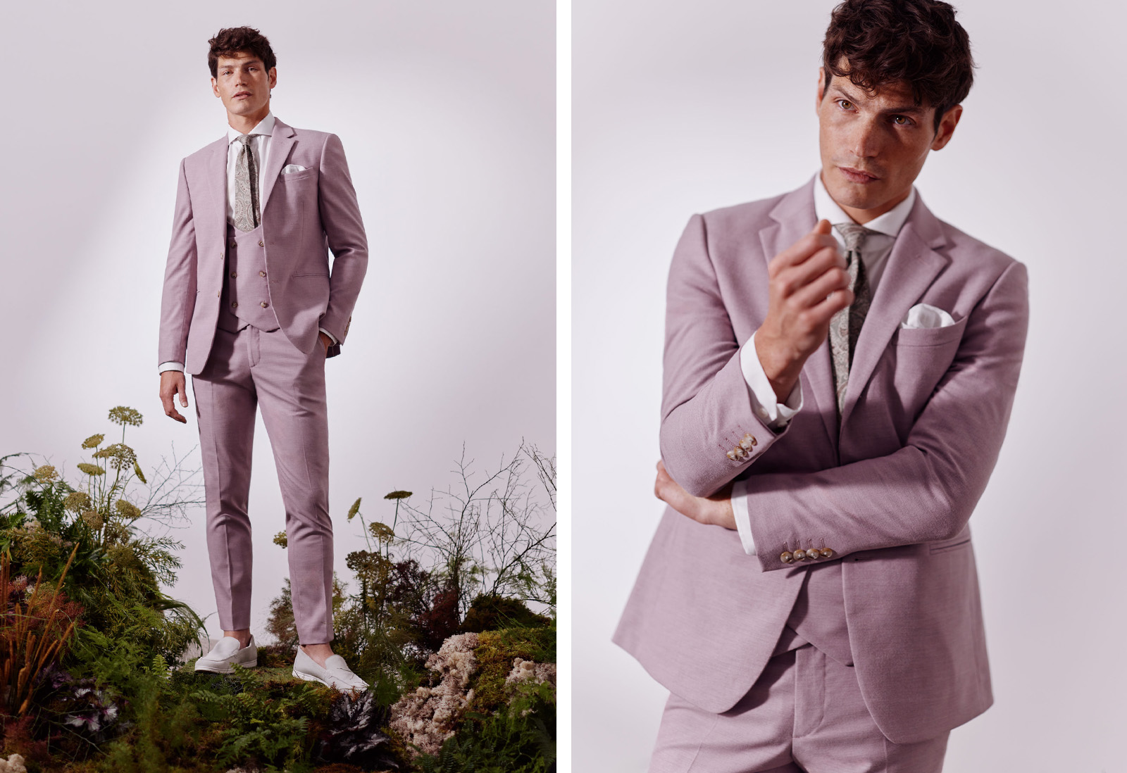 Moss - slim fit quartz pink suit
