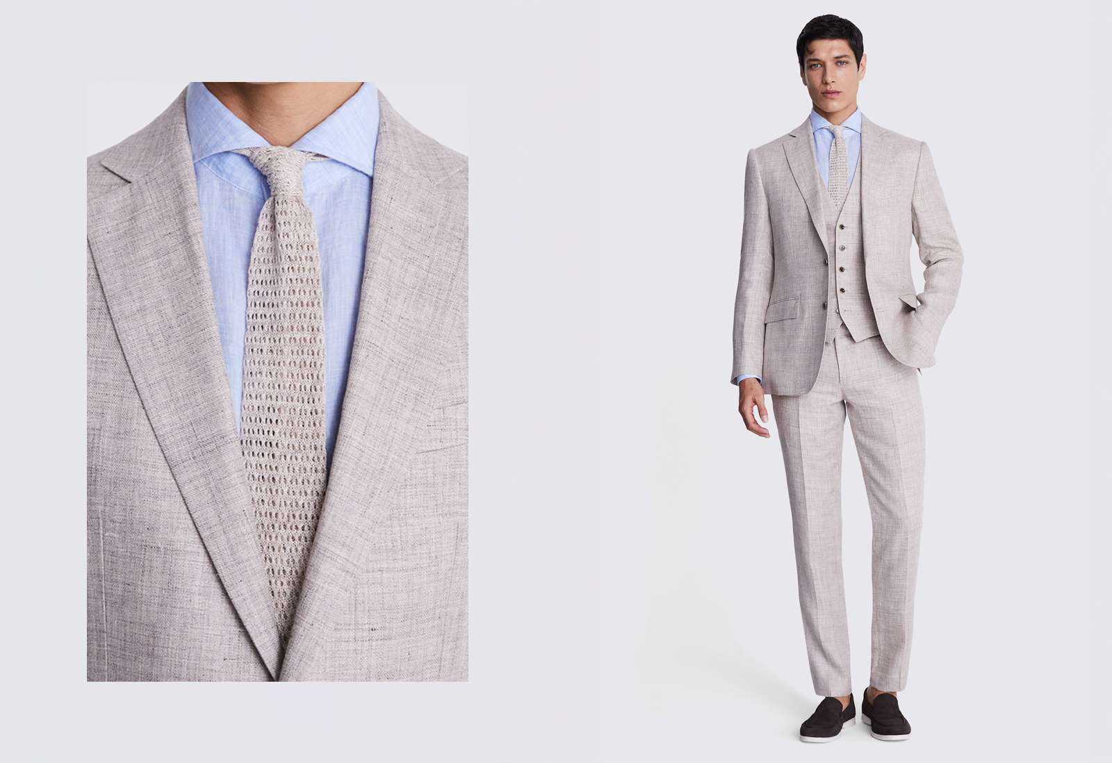 Moss - tailored fit oatmeal linen suit