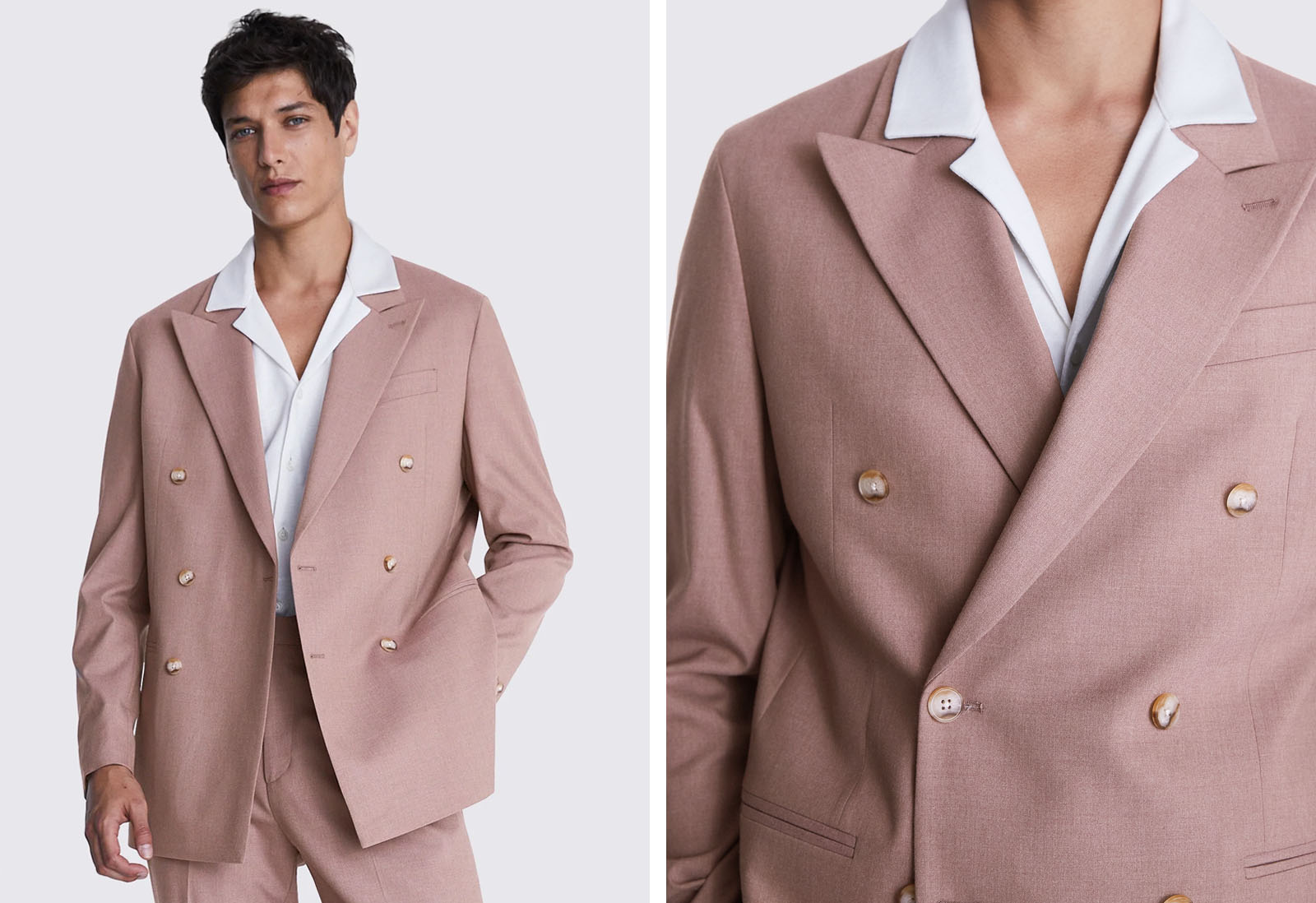 Moss - relaxed fit mauve flannel double breasted suit