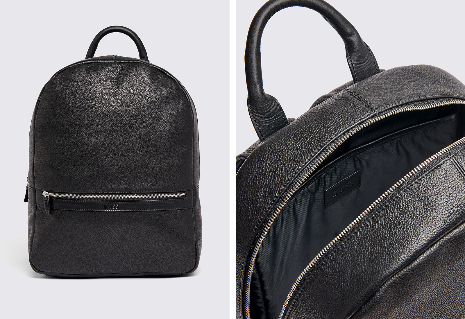 Moss - black grained leather backpack