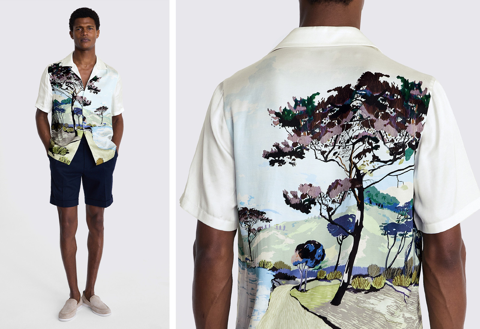 Moss - landscape print cuban collar shirt
