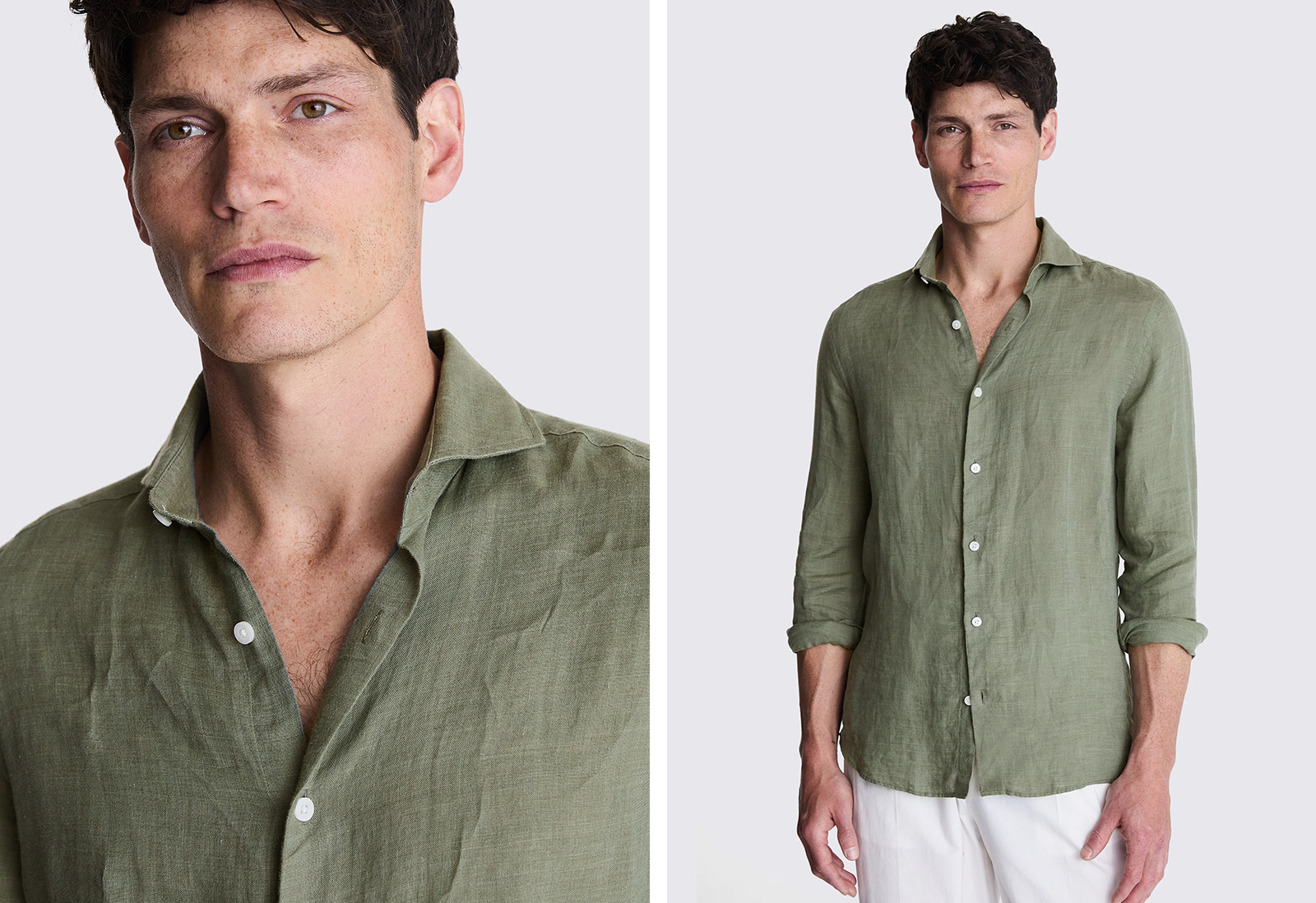 Moss - tailored fit green linen shirt
